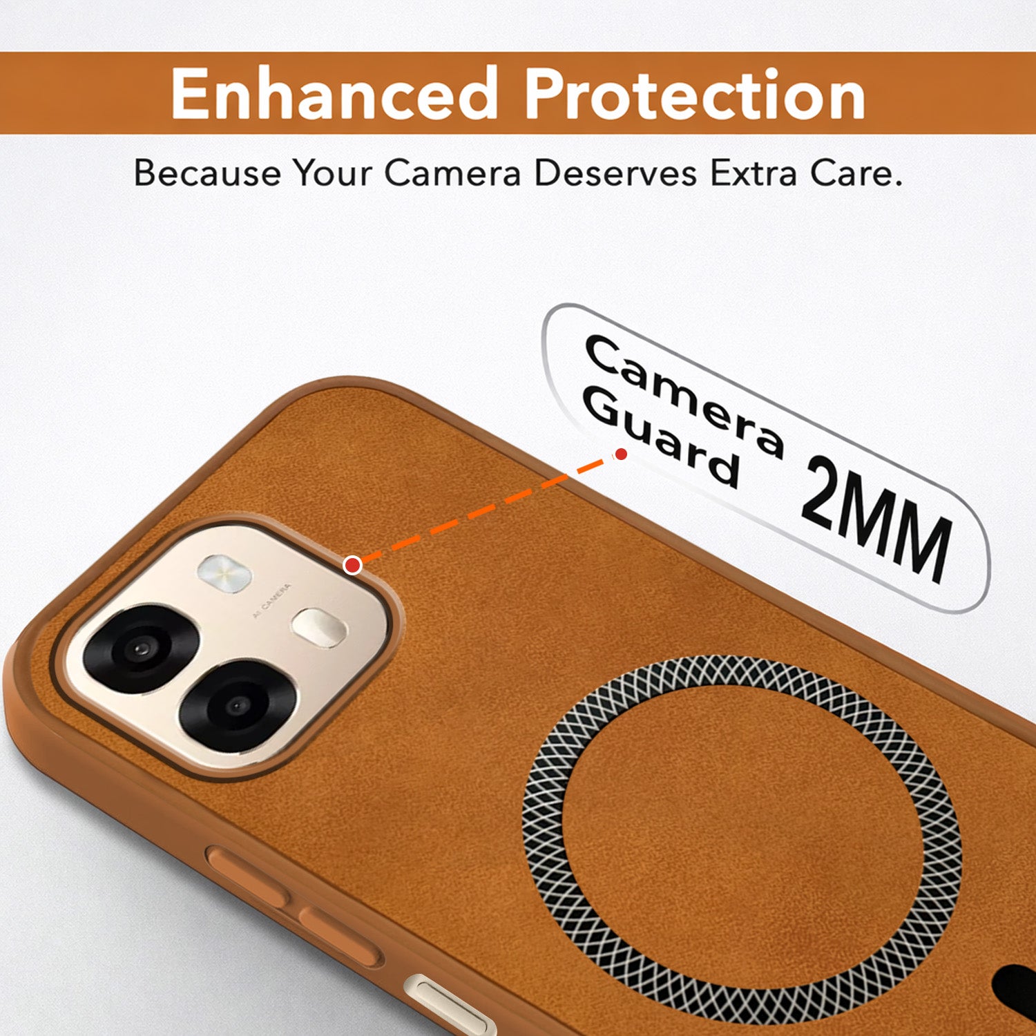 For Oppo A6 Pro Back Cover Case Leather Finish (MagSafe Compatible Wireless Charging | Soft Touch | Camera Bump Protection)