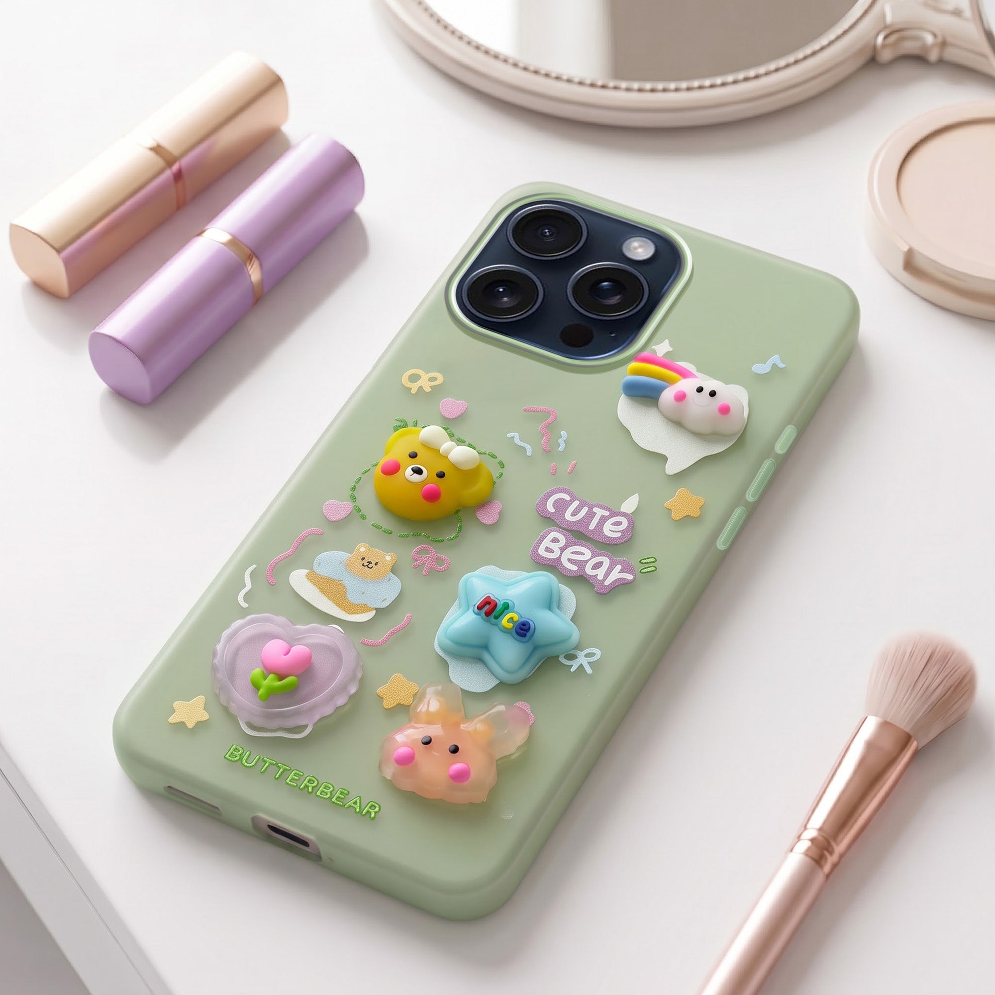 For Apple iPhone 15 Pro Max Back Cover Case (3D Cute Cartoons | Hard Back Side Soft | Matte Premium Finish | HD Printing)