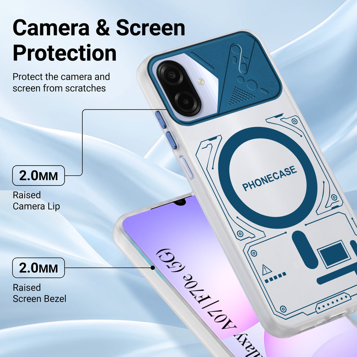 For Samsung Galaxy A07 5G | F70e 5G Metallic Back Cover Case (Metallic Camera Protection & Buttons | Translucent Milky Shade | Hard Polycarbonate)