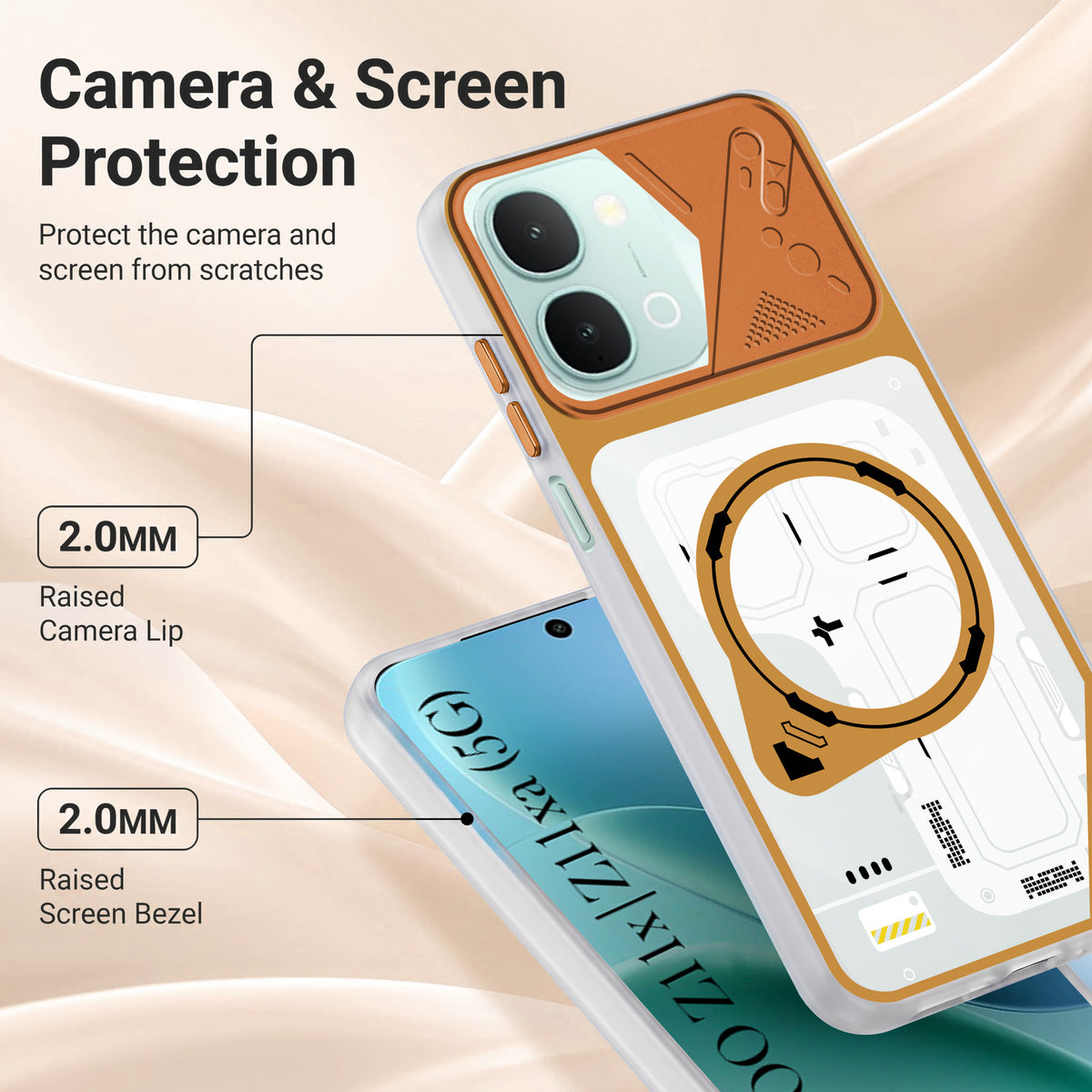 For Vivo iQOO Z11x 5G | Vivo iQOO Z11xa Metallic Back Cover Case (Metallic Camera Protection & Buttons | Translucent Milky Shade | Hard Polycarbonate)