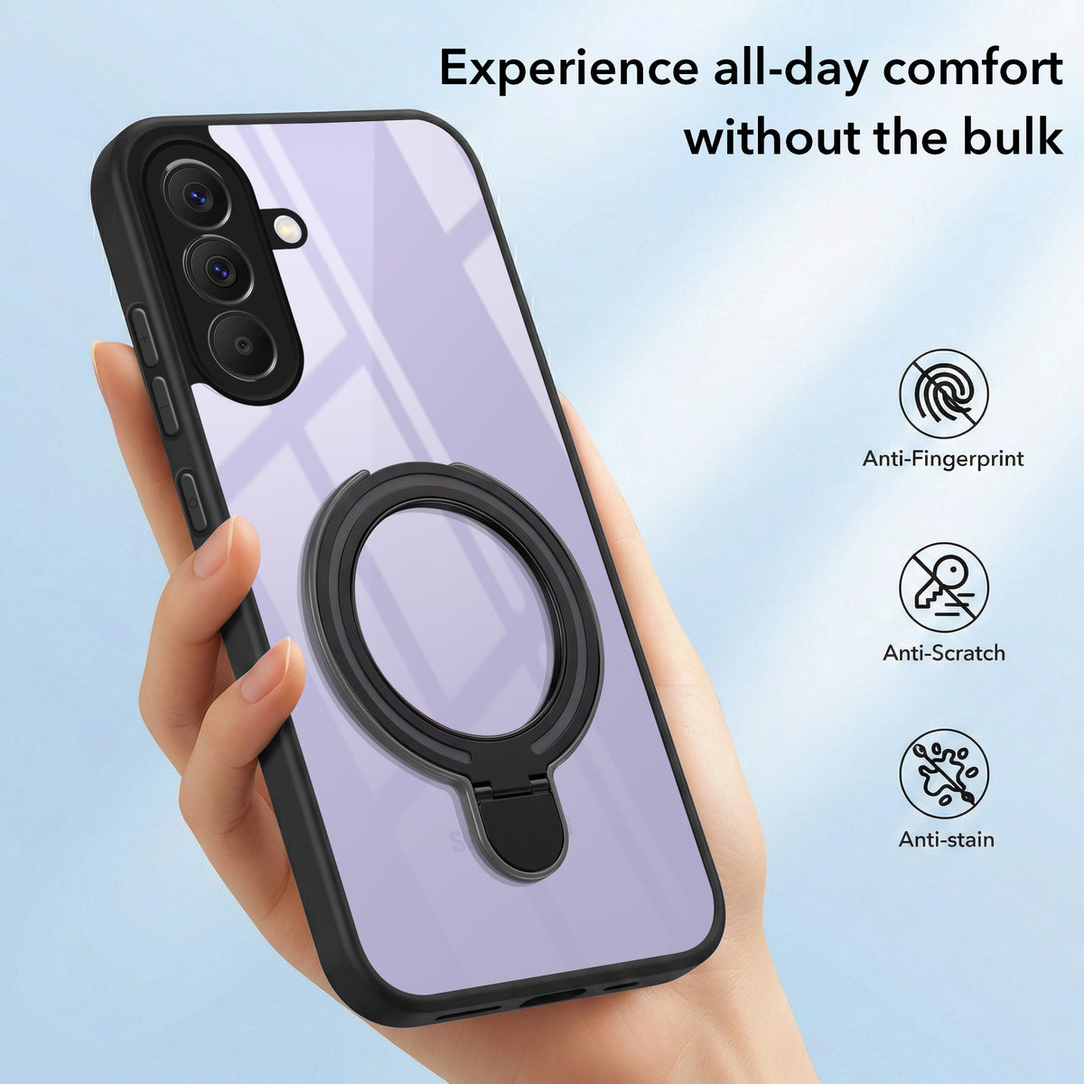 For Samsung Galaxy A57 5G Back Cover Case (Kick Stand Ring Holder | Life time Anti Yellow | Camera Protection)