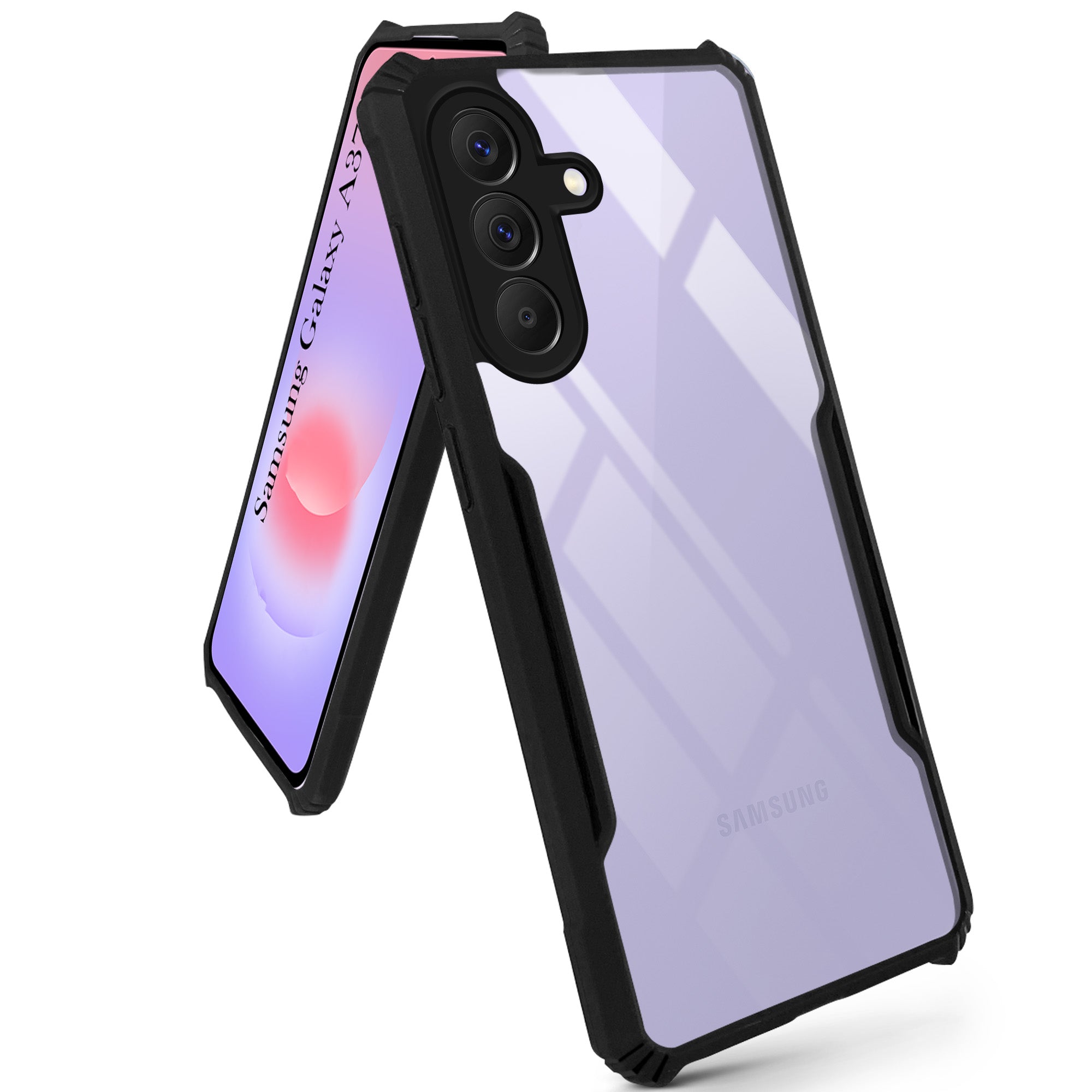 For Samsung Galaxy A37 5G Back Cover Case Hybrid (Shockproof with Polycarbonate Clear Panel | Professional Black)