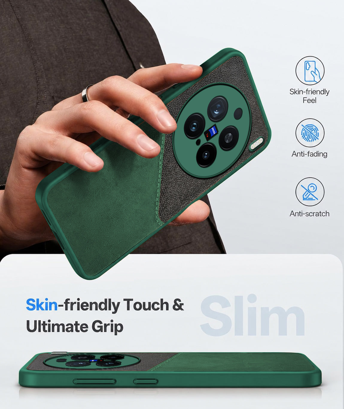 For Vivo X200 Pro Back Cover Case (Dual PU Leather Stitch | Professional Minimalist | Soft and Flexible)
