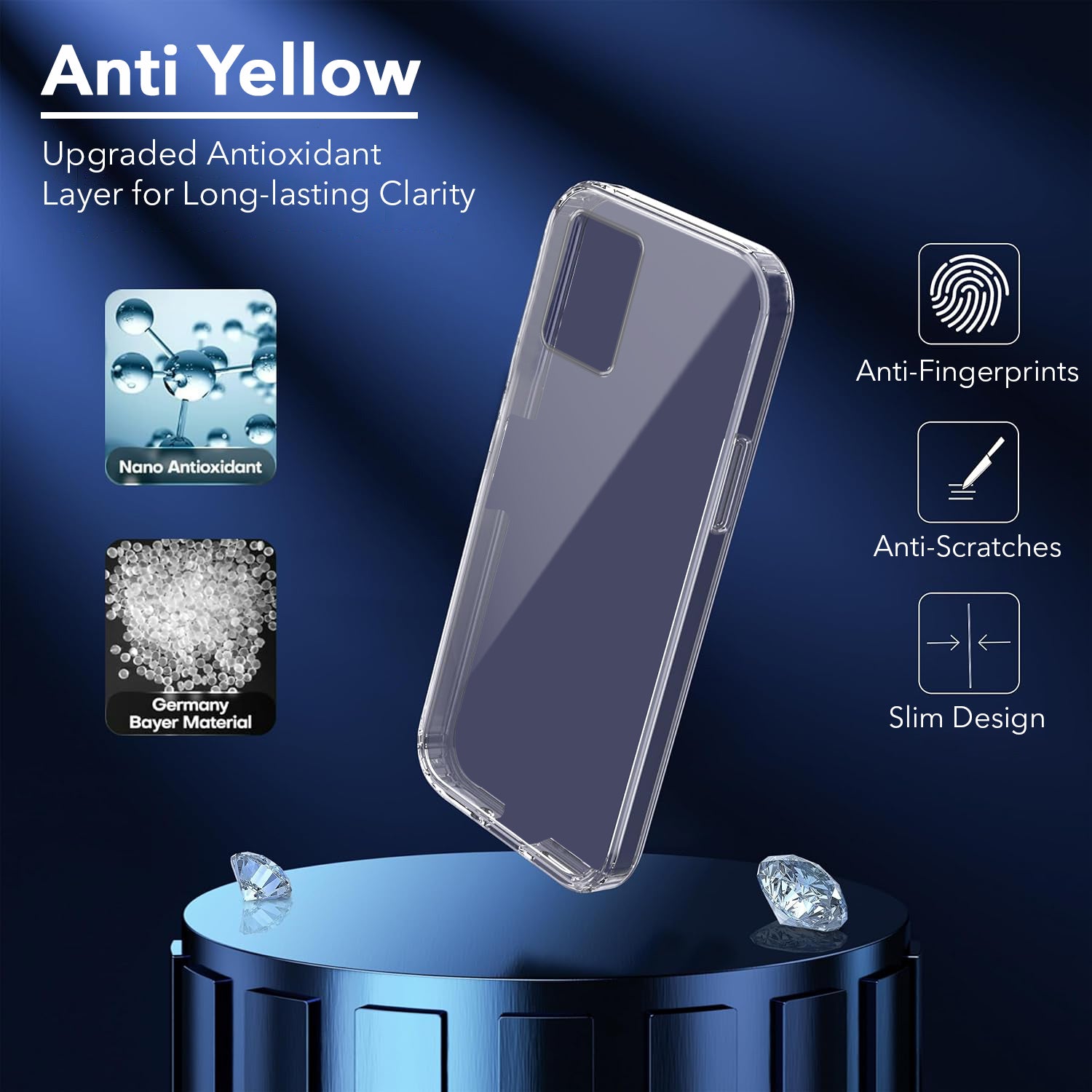 For Realme 8i Back Cover Case Lifetime Anti-Yellow Clear (Sleek Hard Crystal | Shockproof and Camera Protection)