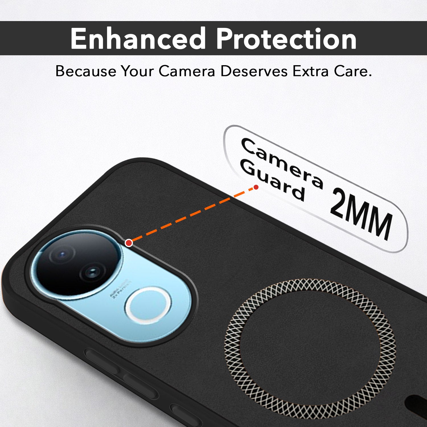 For Vivo iQOO Z10R Back Cover Case Leather Finish (MagSafe Compatible Wireless Charging | Soft Touch | Camera Bump Protection)
