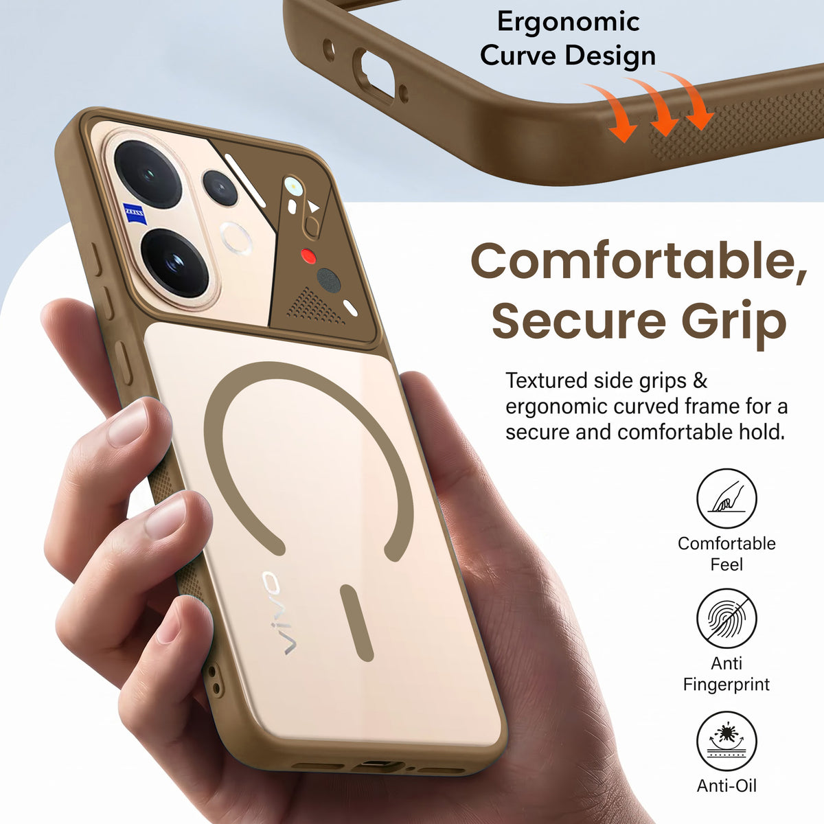 For Vivo V60 | Vivo T4 Pro Back Cover Case Lifetime Anti-Yellow Clear (Camera Protection | Side Grip | Wireless MagSafe Compatible)