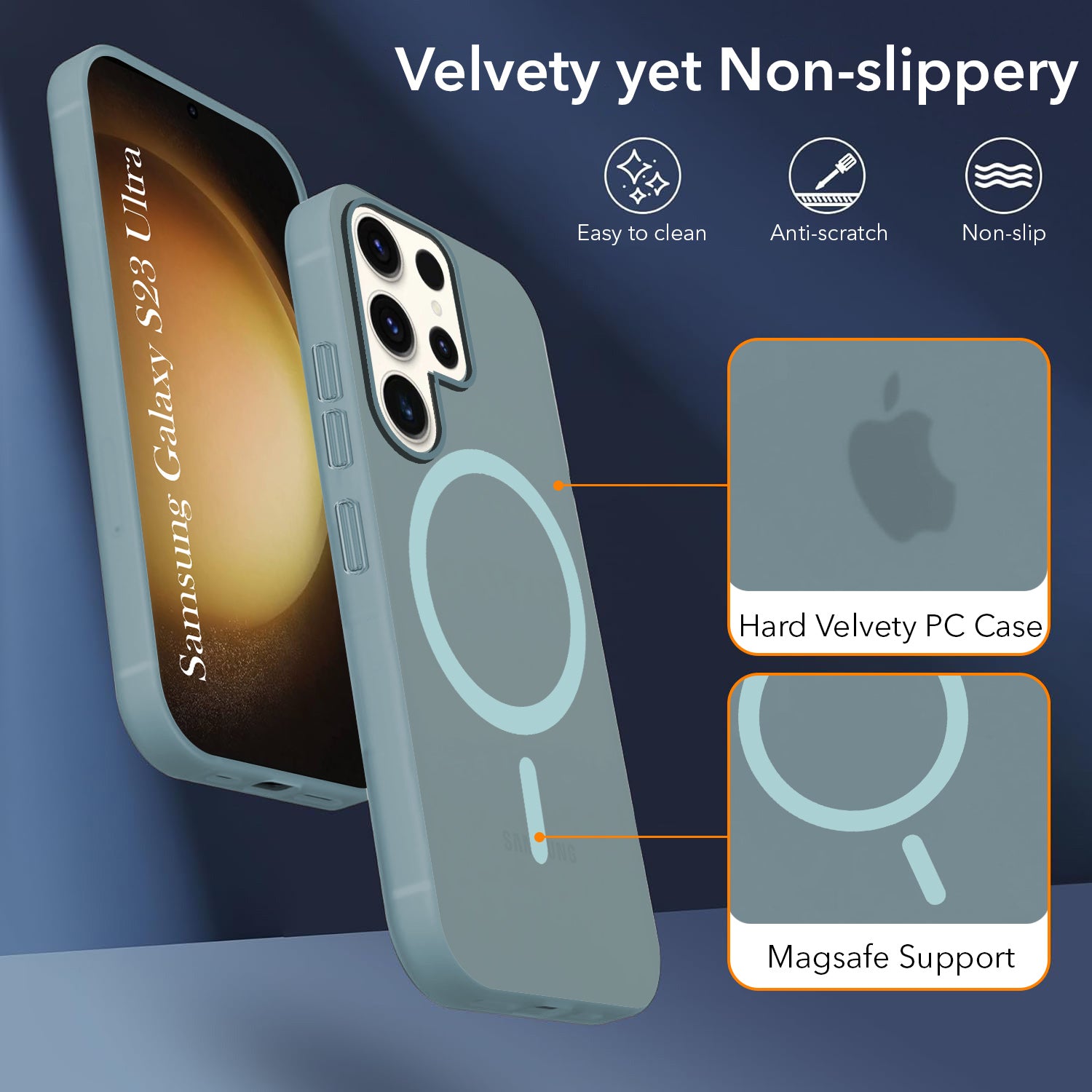 For Samsung Galaxy S23 Ultra Back Cover Case (Frosted Matte Feel | MagSafe Compatible Wireless Charging | Polycarbonate Material)