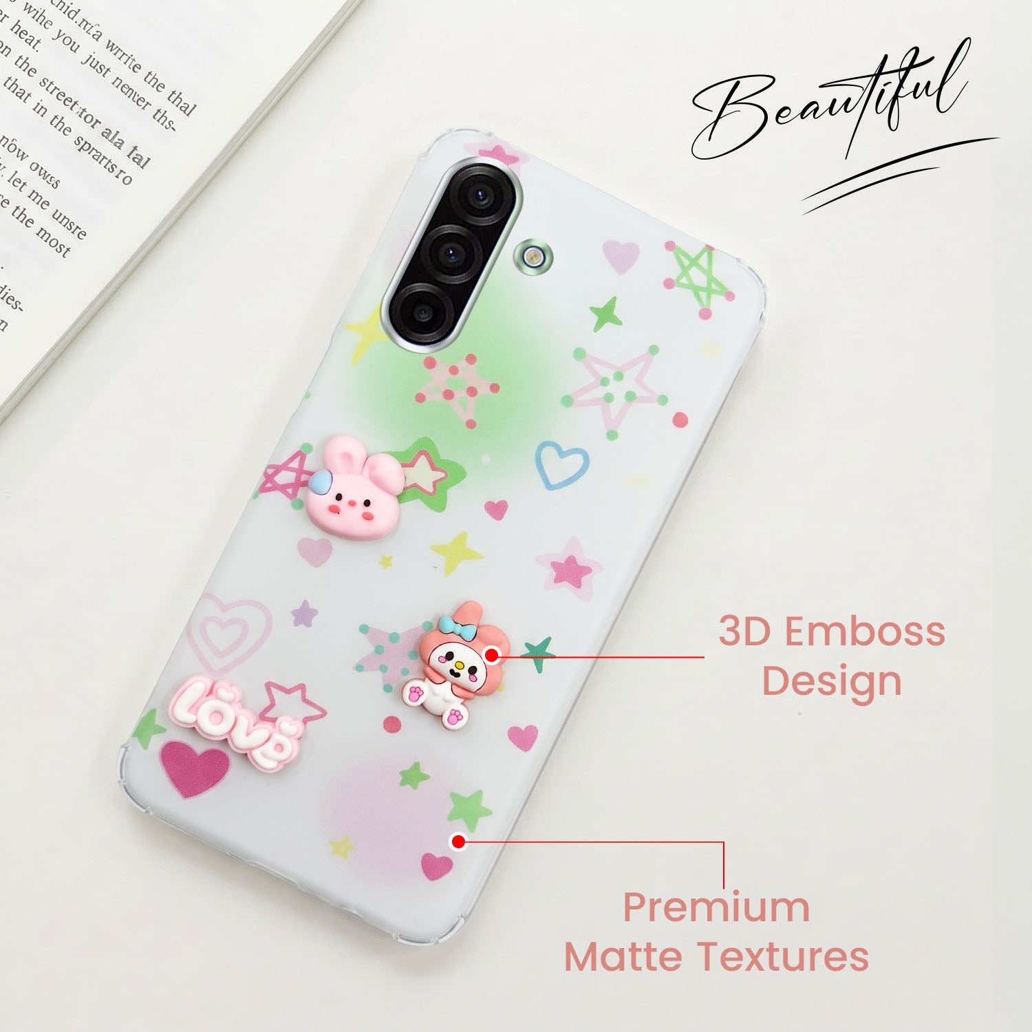 For Samsung Galaxy A17 | Samsung F17 | Samsung M17 5G Back Cover Case (3D Cute Cartoons | Hard Back Side Soft | Matte Premium Finish | HD Printing)