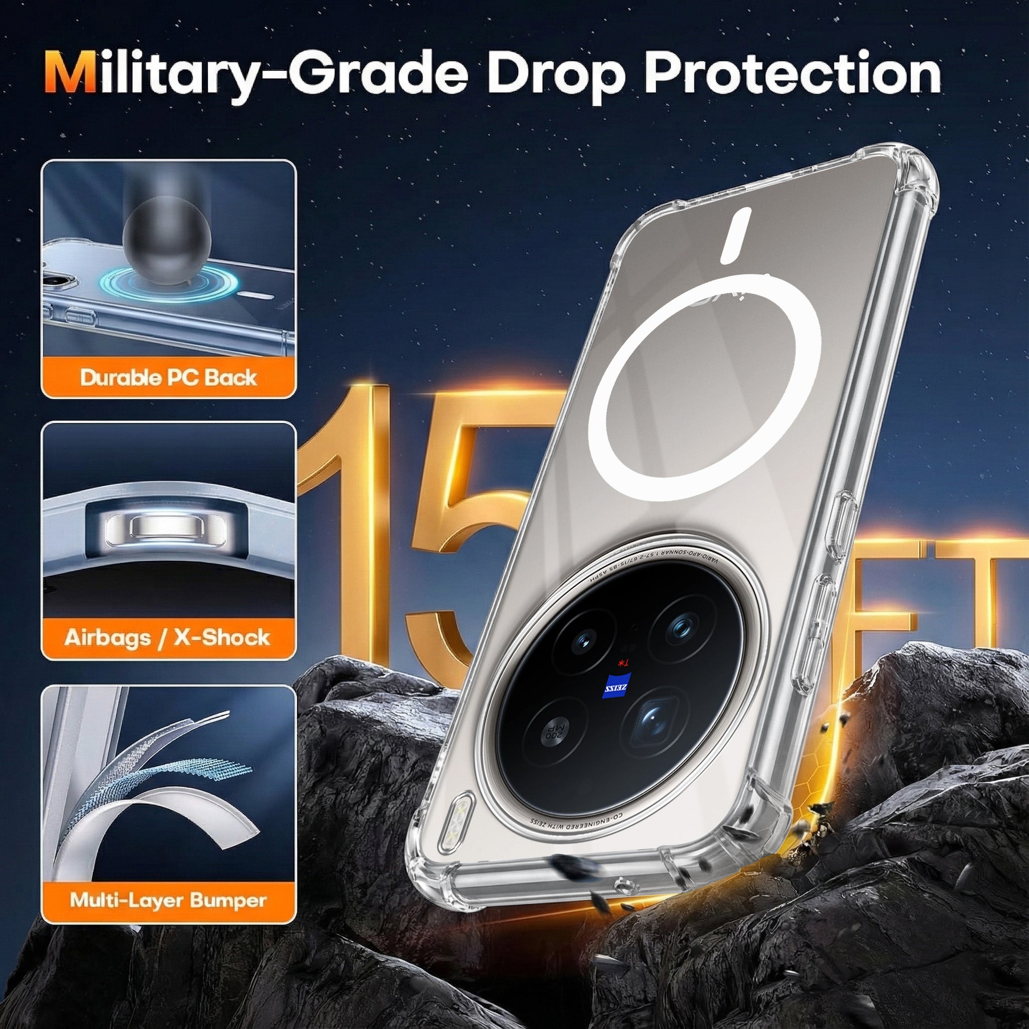 For Vivo X200 Pro Back Cover Shockproof Crystal-Clear (Magsafe Wireless Support | Drop & Camera Protection | Hard Polycarbonate)