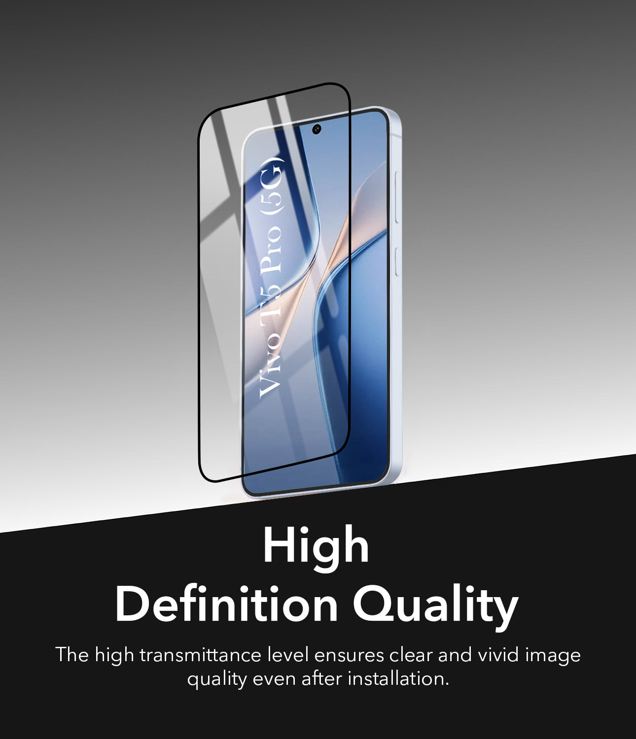 Tempered Glass For Vivo T5 Pro 5G Military-Grade Gorilla Screen Protector With Installation Kit | Shatterproof, Full Coverage, HD Clear, Scratch Resistant (Pack of 1)