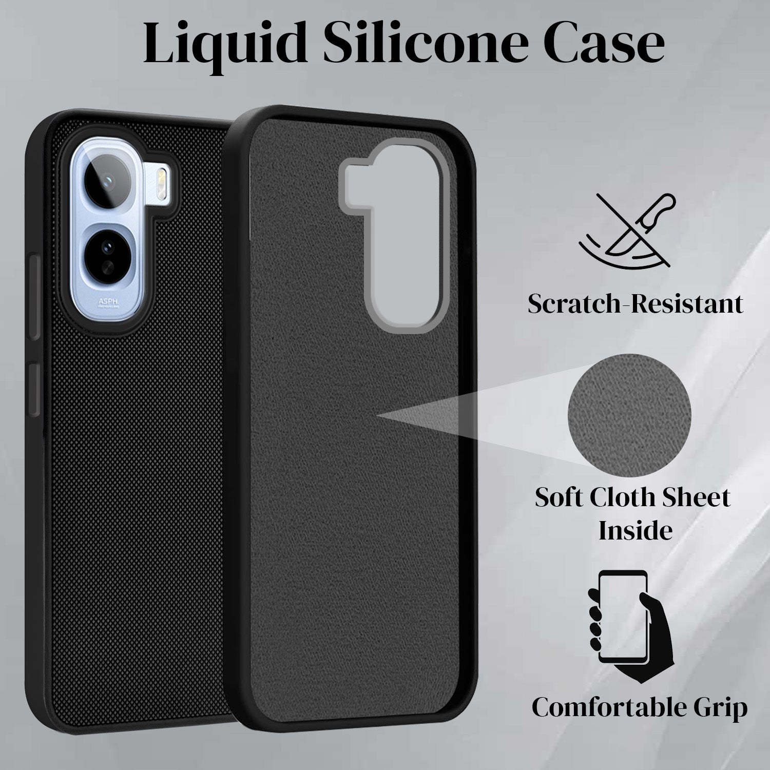 For Vivo T5 Pro 5G Back Cover Case Rubberised (Textured Grip Design| Micro-Fiber Cloth Inside | Slim and Light Weight | Soft Touch and Feel)