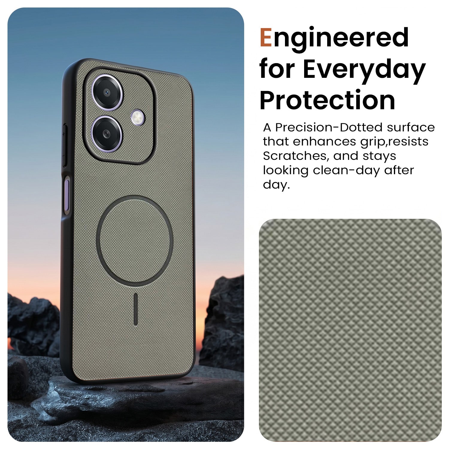 For Oppo A3X (4G/5G) | Oppo A3 5G Back Cover Case PU Leather (Texture Grip Design | Professional Minimalist | Camera Protection | Soft and Flexible)