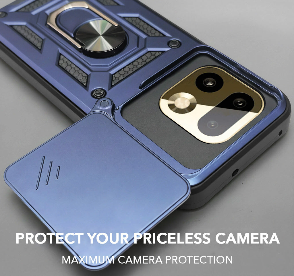 For Realme 16 Pro Plus 5G Back Cover Case Hybrid Armor (Sliding Shutter Camera Protection | Polycarbonate |Ring Holder Kickstand)