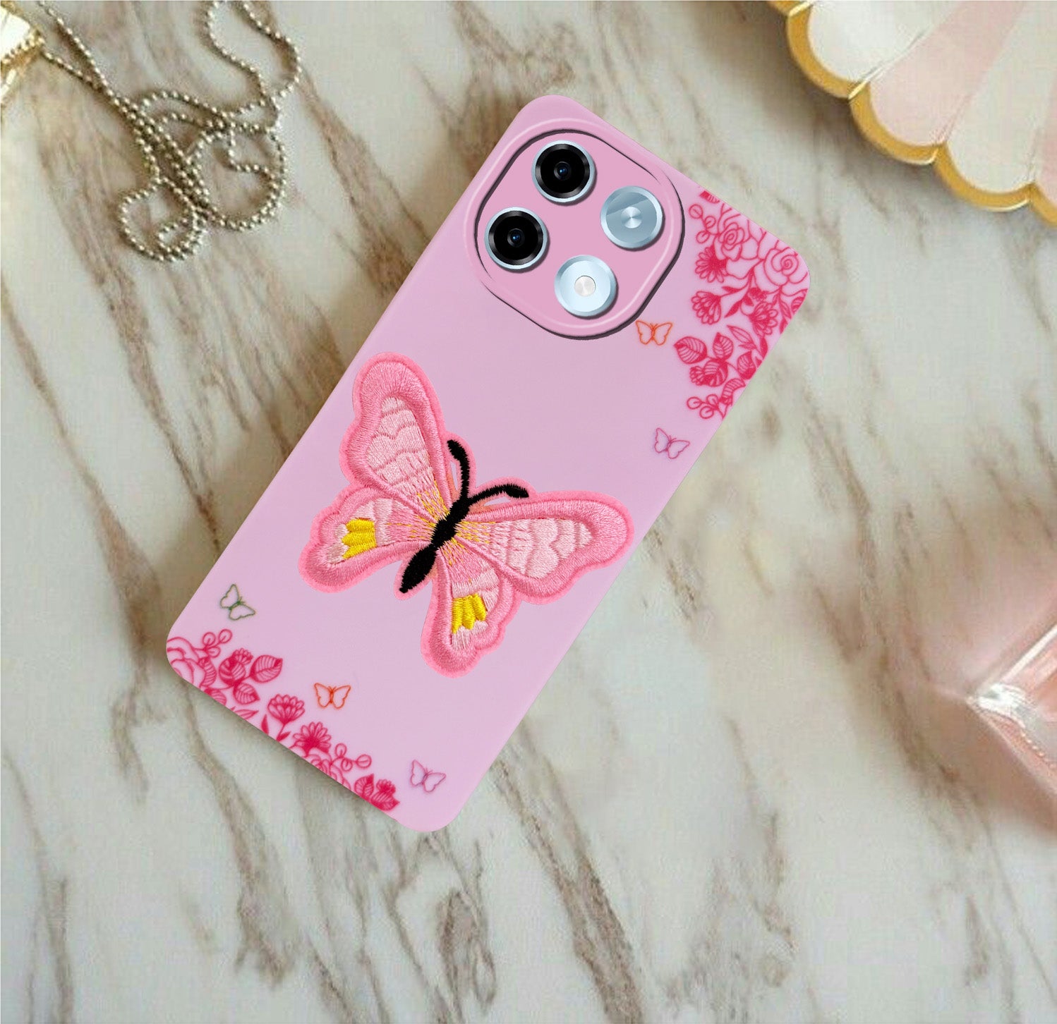 For Ai+ Nova 2 5G Back Cover Case (Soft Butterfly Embroidery | Women Teen Girls | Camera Protection| Matte Silicone)