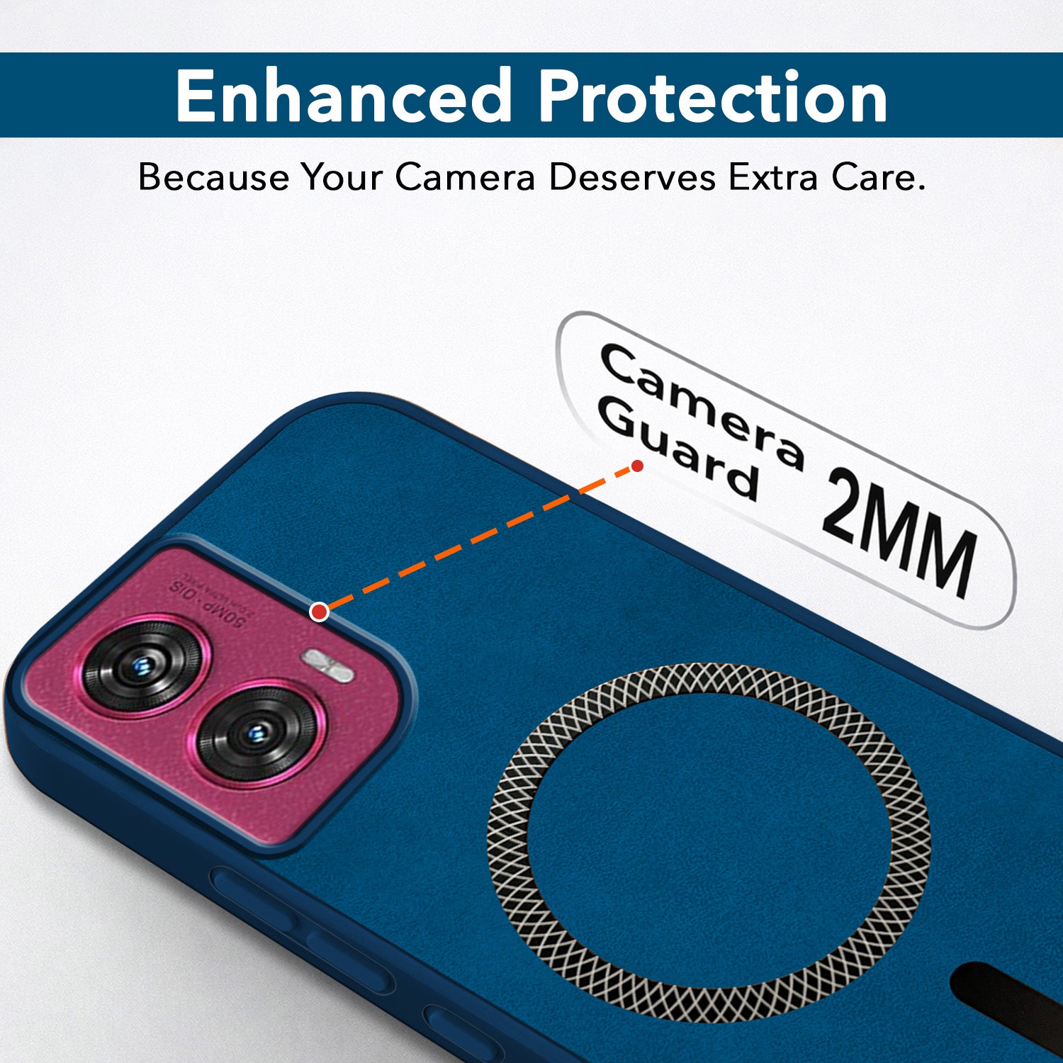 For Motorola Moto Edge 50 Fusion Back Cover Case Leather Finish (MagSafe Compatible Wireless Charging | Soft Touch | Camera Bump Protection)