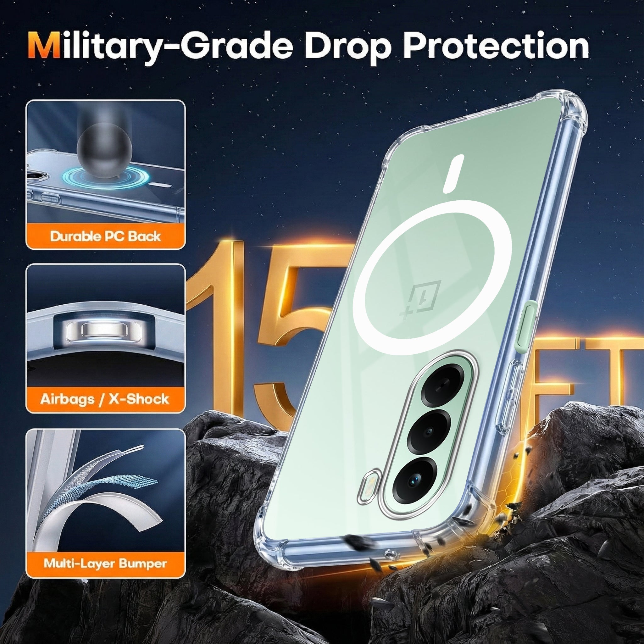For OnePlus Nord CE 6 Lite Back Cover Shockproof Crystal-Clear (Magsafe Wireless Support | Drop & Camera Protection | Hard Polycarbonate)
