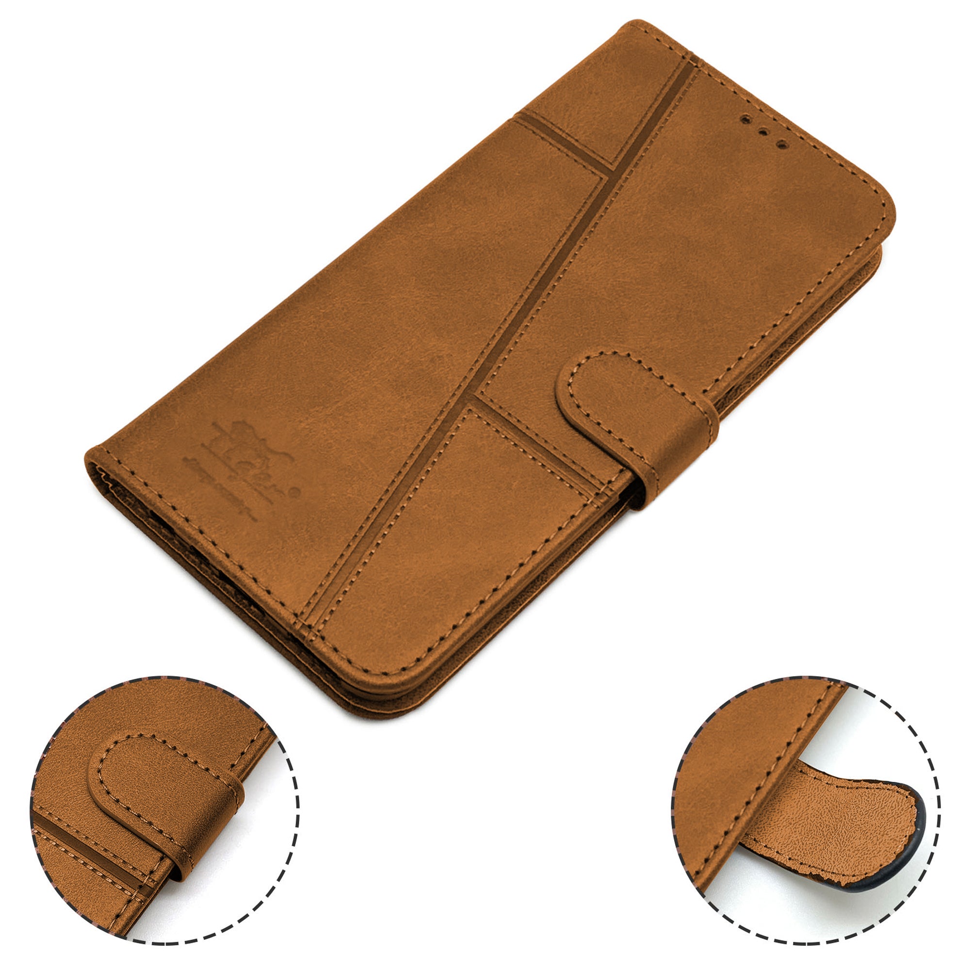 For Realme C63 Flip Cover Case (Stitched Leather with Magnetic Closure)