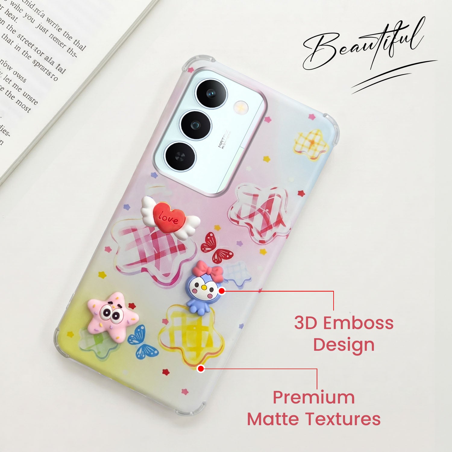 For Realme P4 Lite 5G | Realme Narzo 100 Lite 5G Back Cover Case (3D Cute Cartoons | Hard Back Side Soft | Matte Premium Finish | HD Printing)