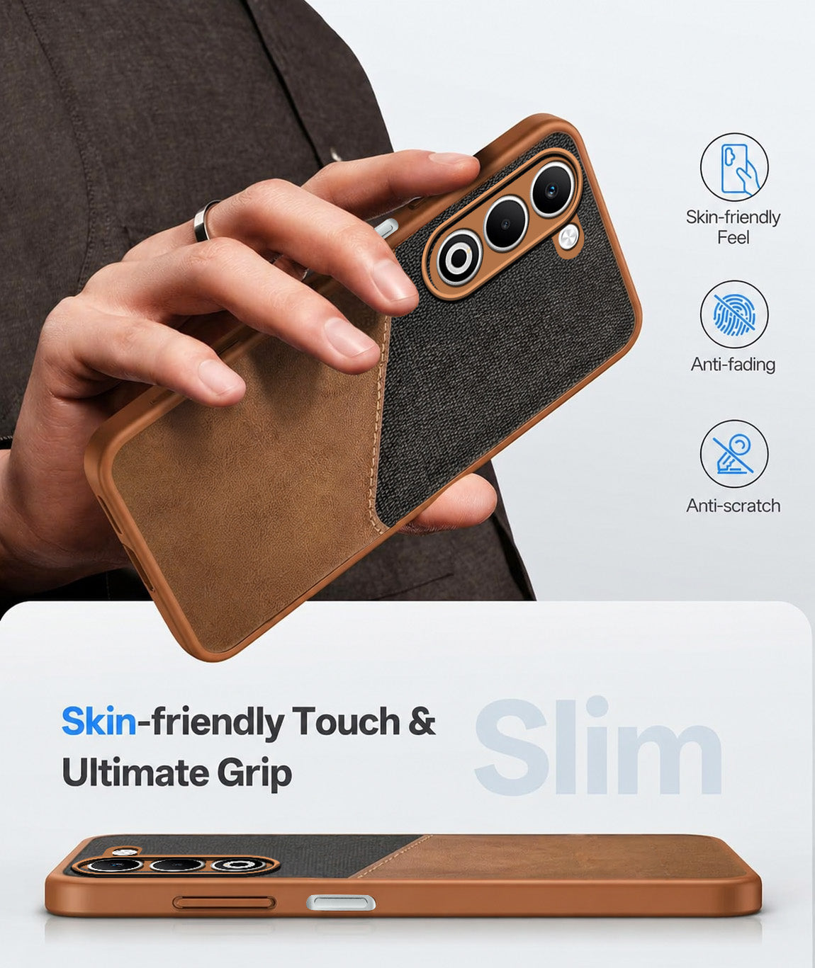 For Oppo A5 5G Back Cover Case (Dual PU Leather Stitch | Professional Minimalist | Soft and Flexible)