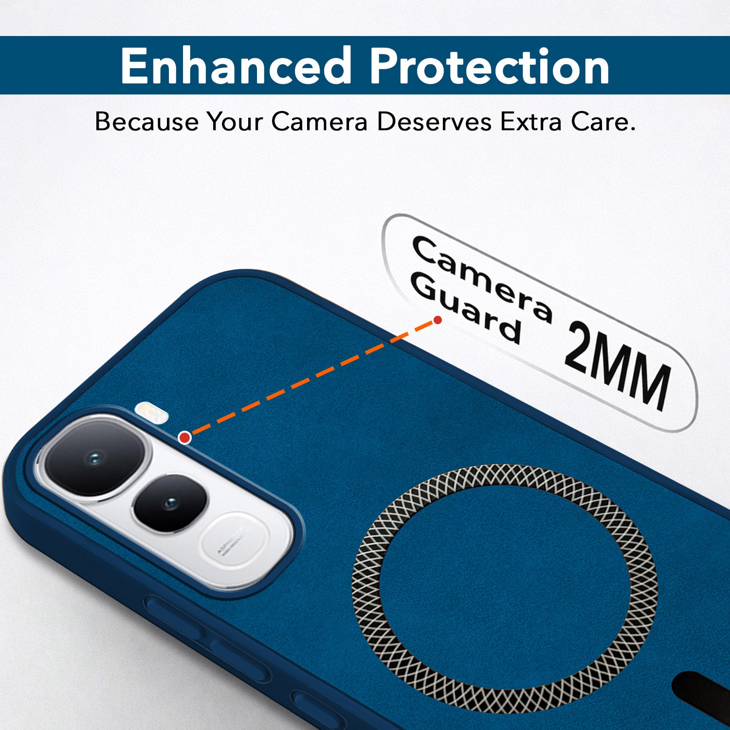 For Vivo Y400 Back Cover Case Leather Finish (MagSafe Compatible Wireless Charging | Soft Touch | Camera Bump Protection)
