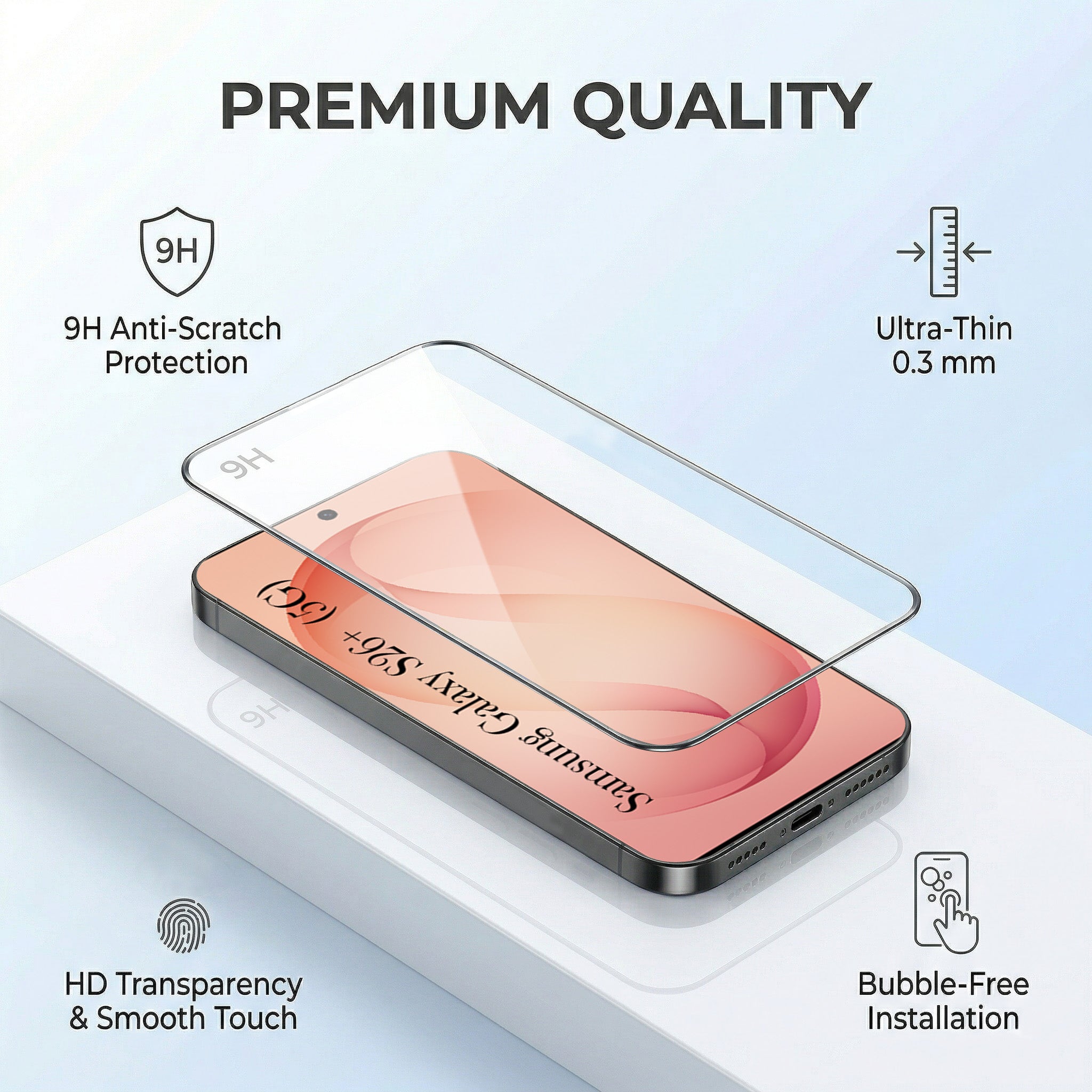 For Samsung Galaxy S26 Plus Combo with Back Cover and 9H Tempered Glass (Lifetime Anti-Yellow | Crystal Clear Shockproof | Oleophobic Coating Screen Glass)