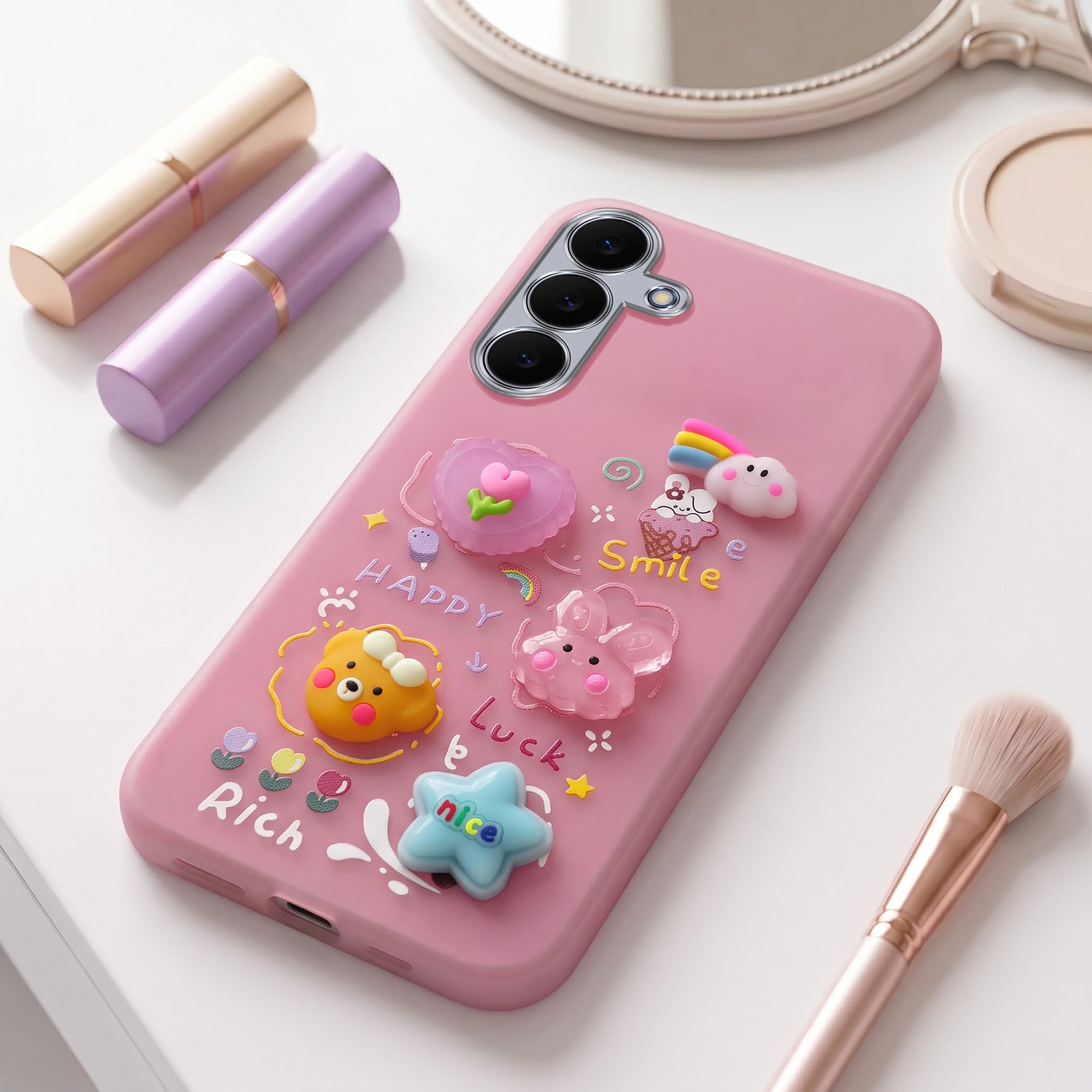For Samsung Galaxy S25 FE Back Cover Case (3D Cute Cartoons | Hard Back Side Soft | Matte Premium Finish | HD Printing)