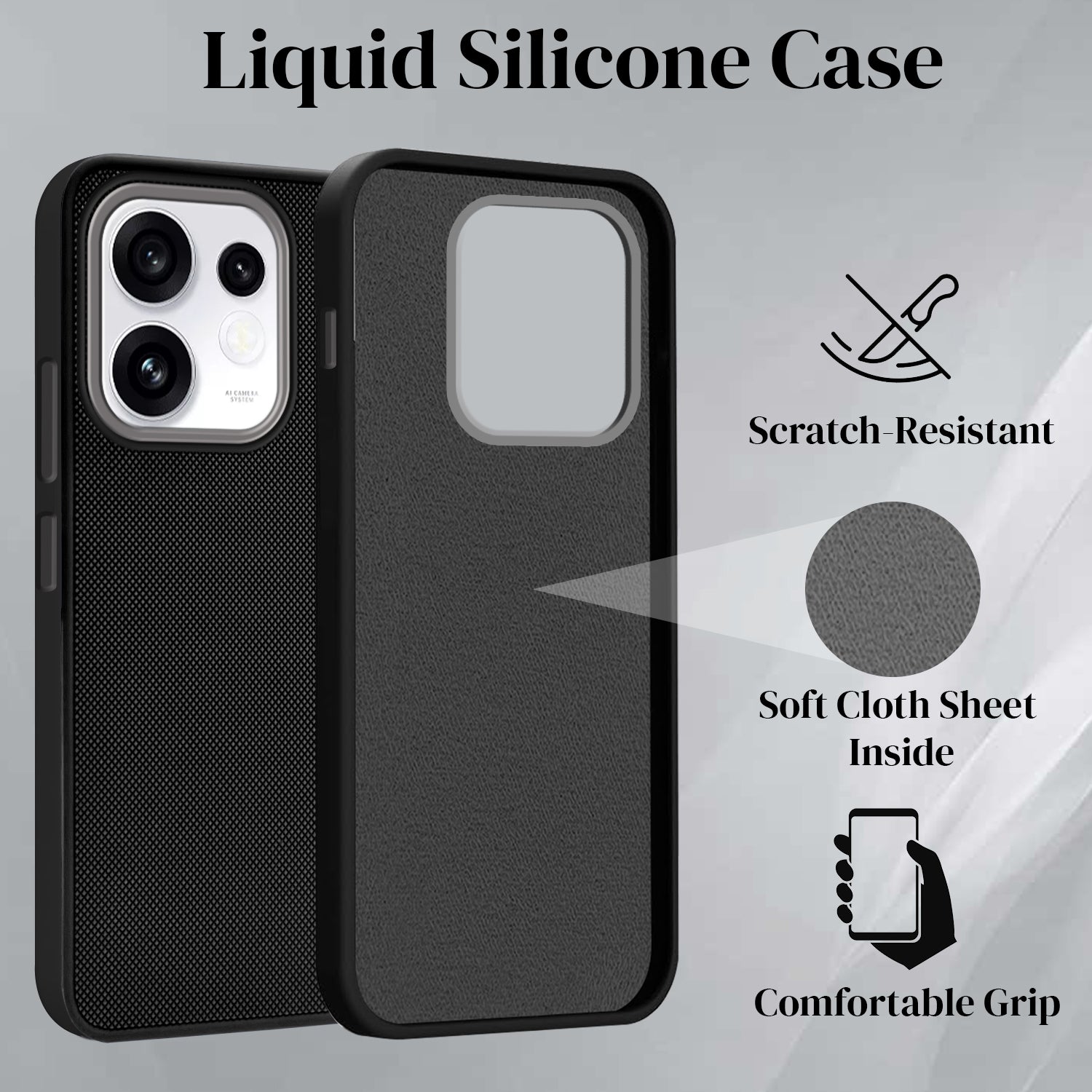 For Oppo Reno 16 Back Cover Case Rubberised (Textured Grip Design | Micro-Fiber Cloth Inside | Slim and Light Weight | Soft Touch and Feel)