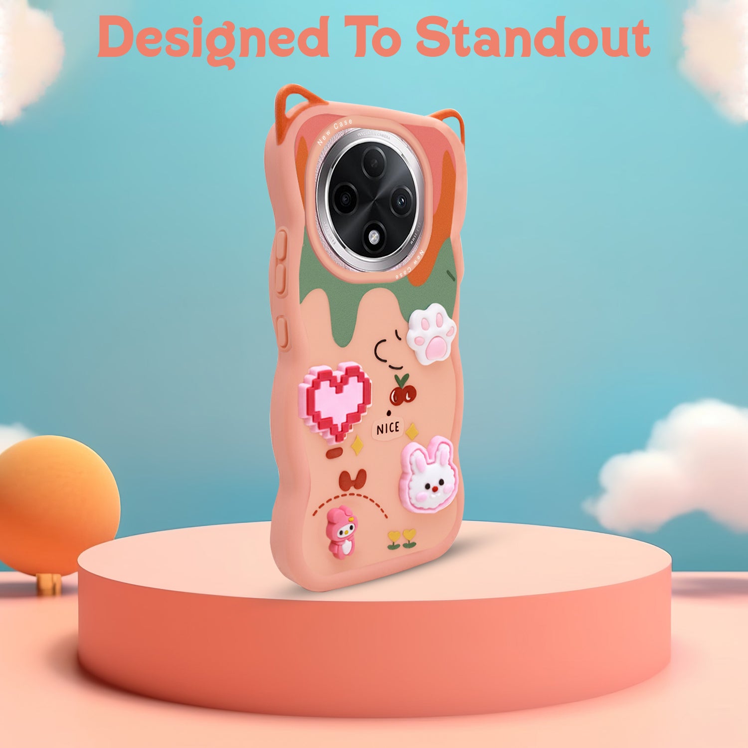 For Oppo F27 Pro | Oppo F27 Pro Plus Back Case Cover Strap (3D embossed Figures | Strap Holder | 360* Soft Cushion with Camera Bump)
