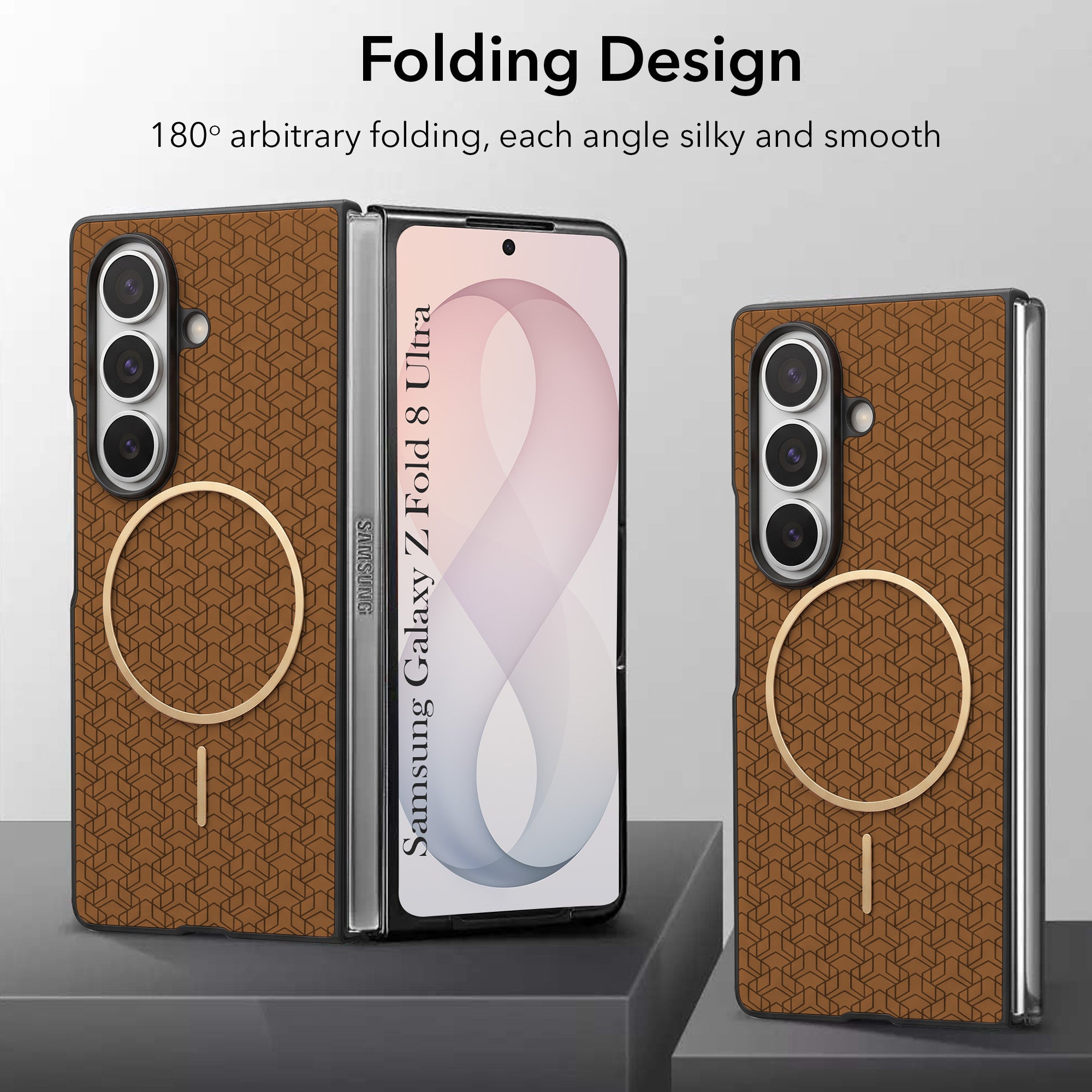 For Samsung Galaxy Z Fold 8 Ultra Back Cover Case Leather Finish (MagSafe Wireless Charging Compatible | Inside Microfiber Cloth)