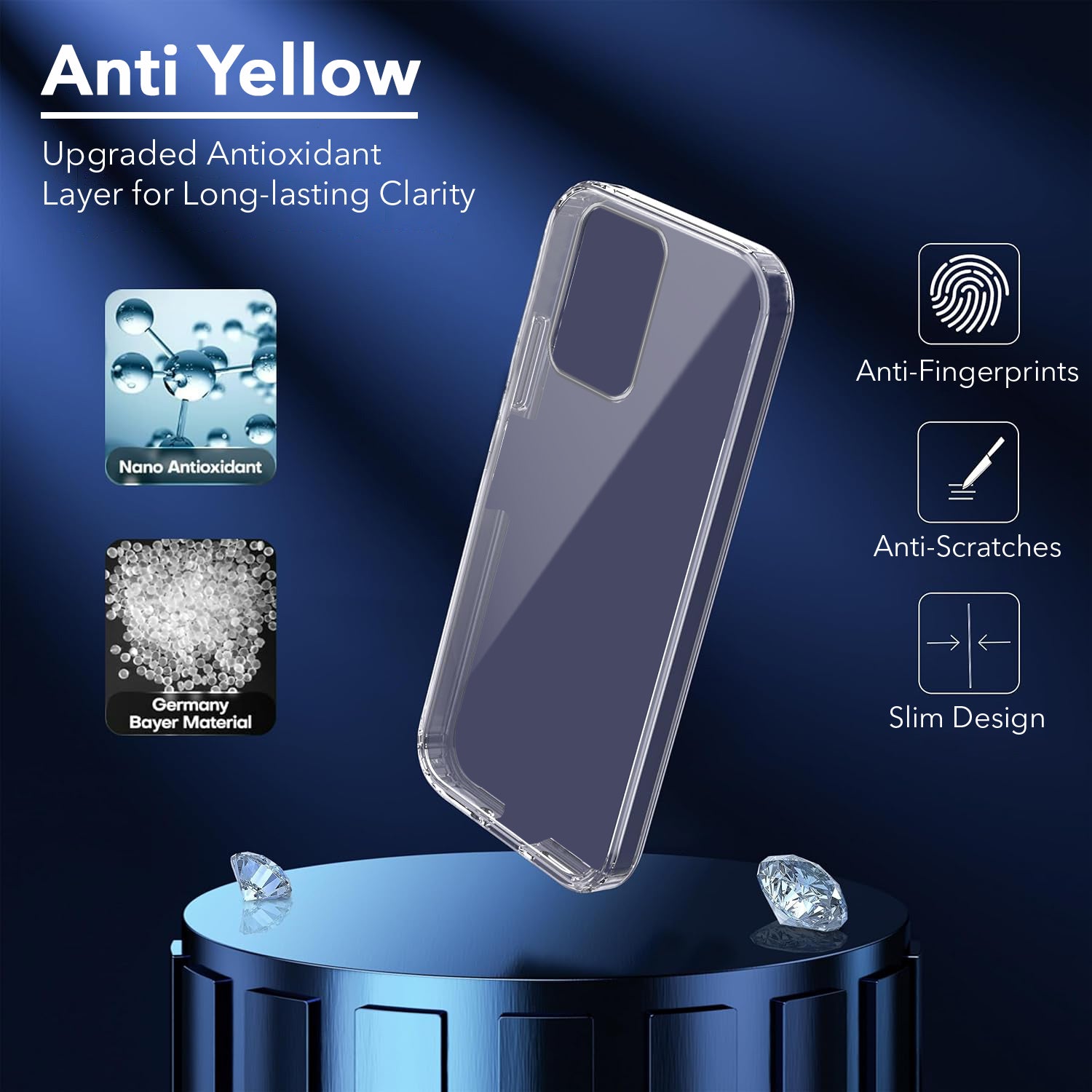 For Motorola Moto G34 5G Back Cover Case (Hard Anti Yellow Clear Case | Drop & Camera Protection | Shockproof Polycarbonate)