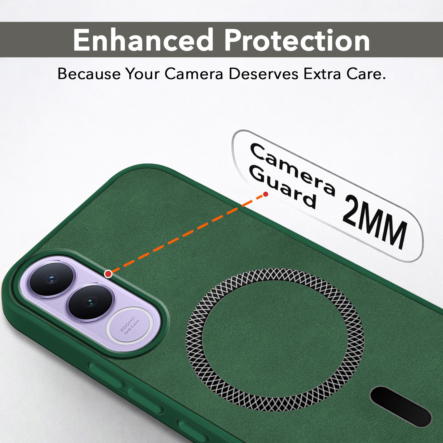 For Vivo V70 FE 5G Back Cover Case Leather Finish (MagSafe Compatible Wireless Charging | Soft Touch | Camera Bump Protection)