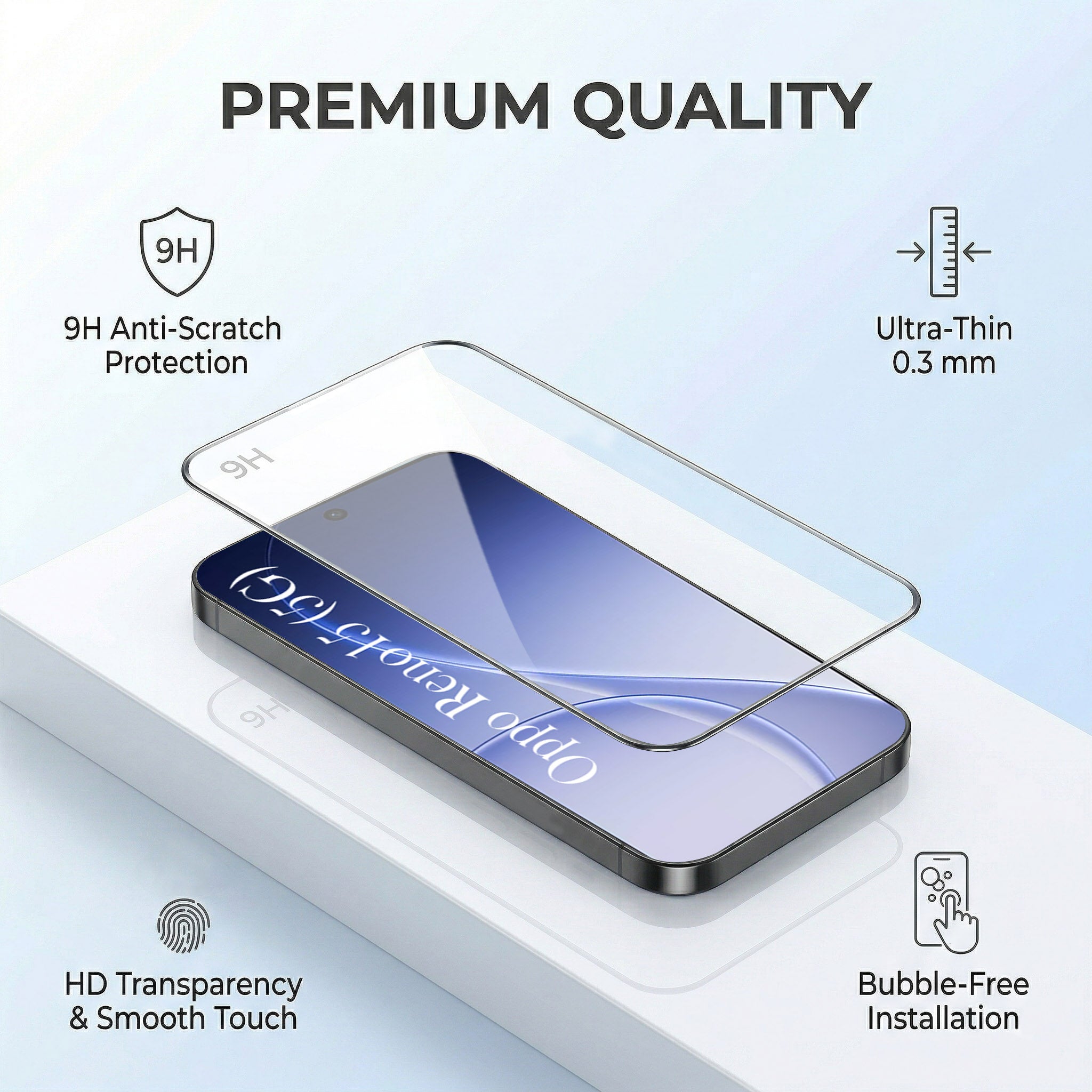 For Oppo Reno15 5G | Oppo Reno 15 5G Combo with Back Cover and 9H Tempered Glass (Lifetime Anti-Yellow | Crystal Clear Shockproof | Oleophobic Coating Screen Glass)