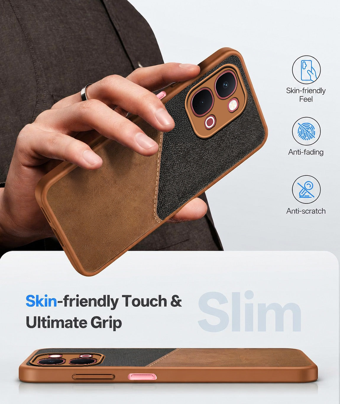For Vivo Y31T 5G Back Cover Case (Dual PU Leather Stitch | Professional Minimalist | Soft and Flexible)