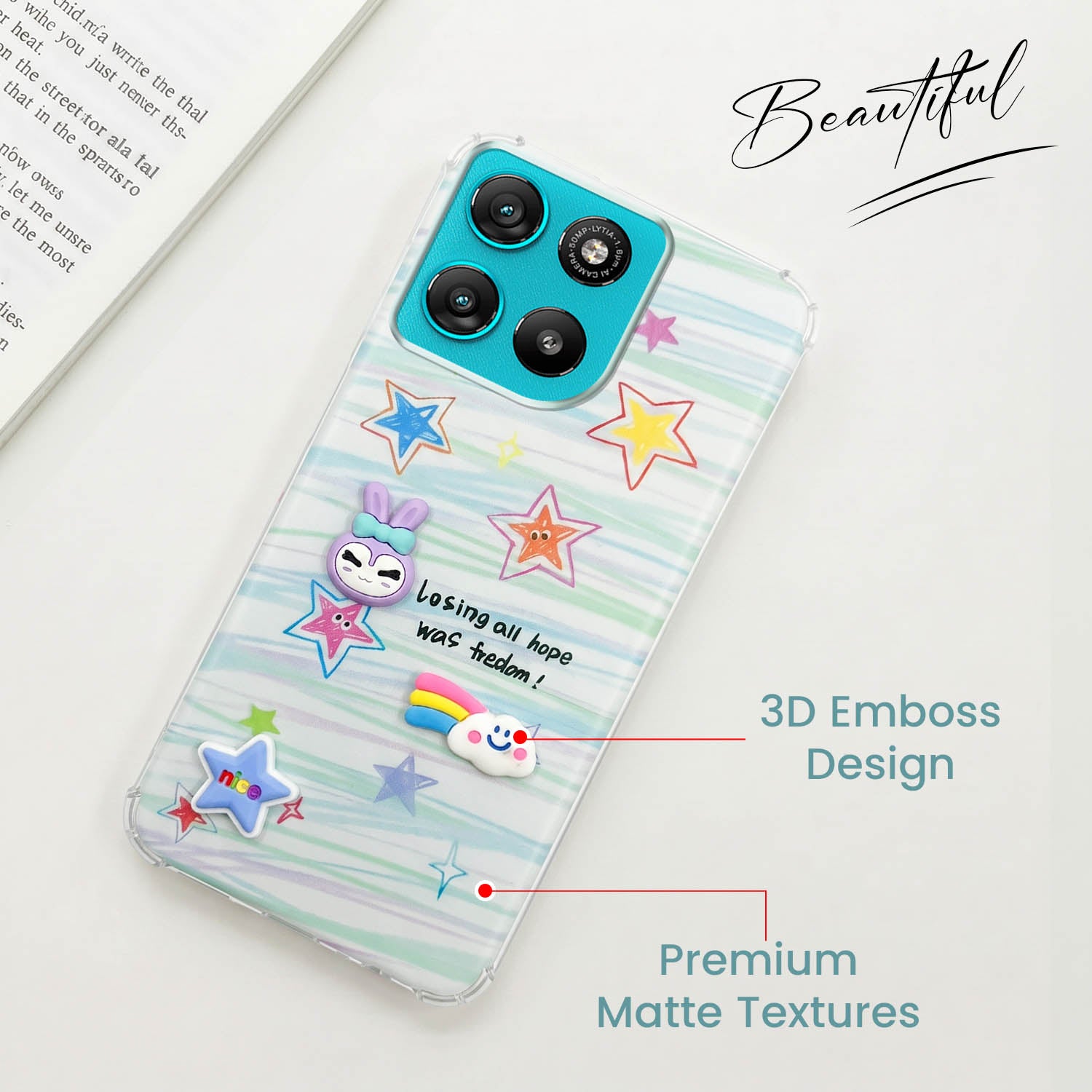 For Motorola Moto G67 Power | G57 Power Back Cover Case (3D Cute Cartoons | Hard Back Side Soft | Matte Premium Finish | HD Printing)