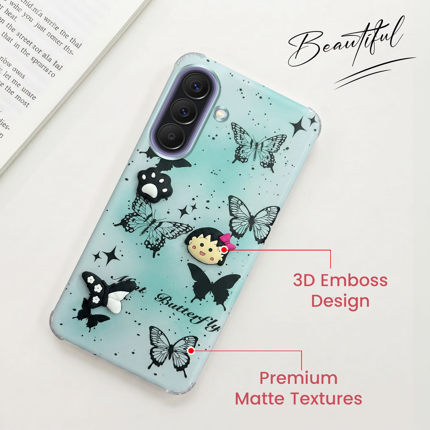 For Samsung Galaxy A57 5G Back Cover Case (3D Cute Cartoons | Hard Back Side Soft | Matte Premium Finish | HD Printing)