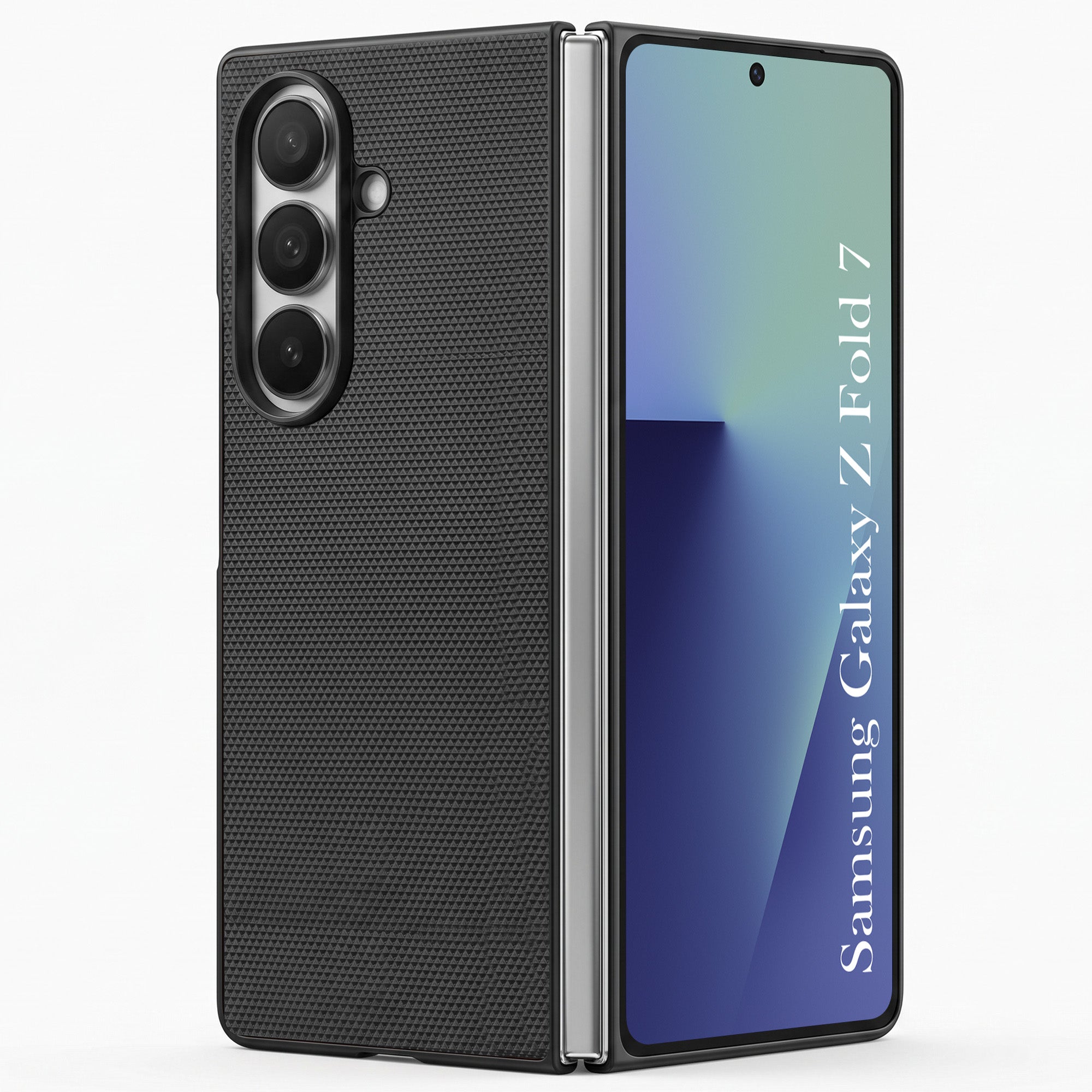 For Samsung Galaxy Z Fold 7 Premium Cover Case (Geometric Textured Hard PC | Soft Cloth Lining & Slim Shockproof Protection)