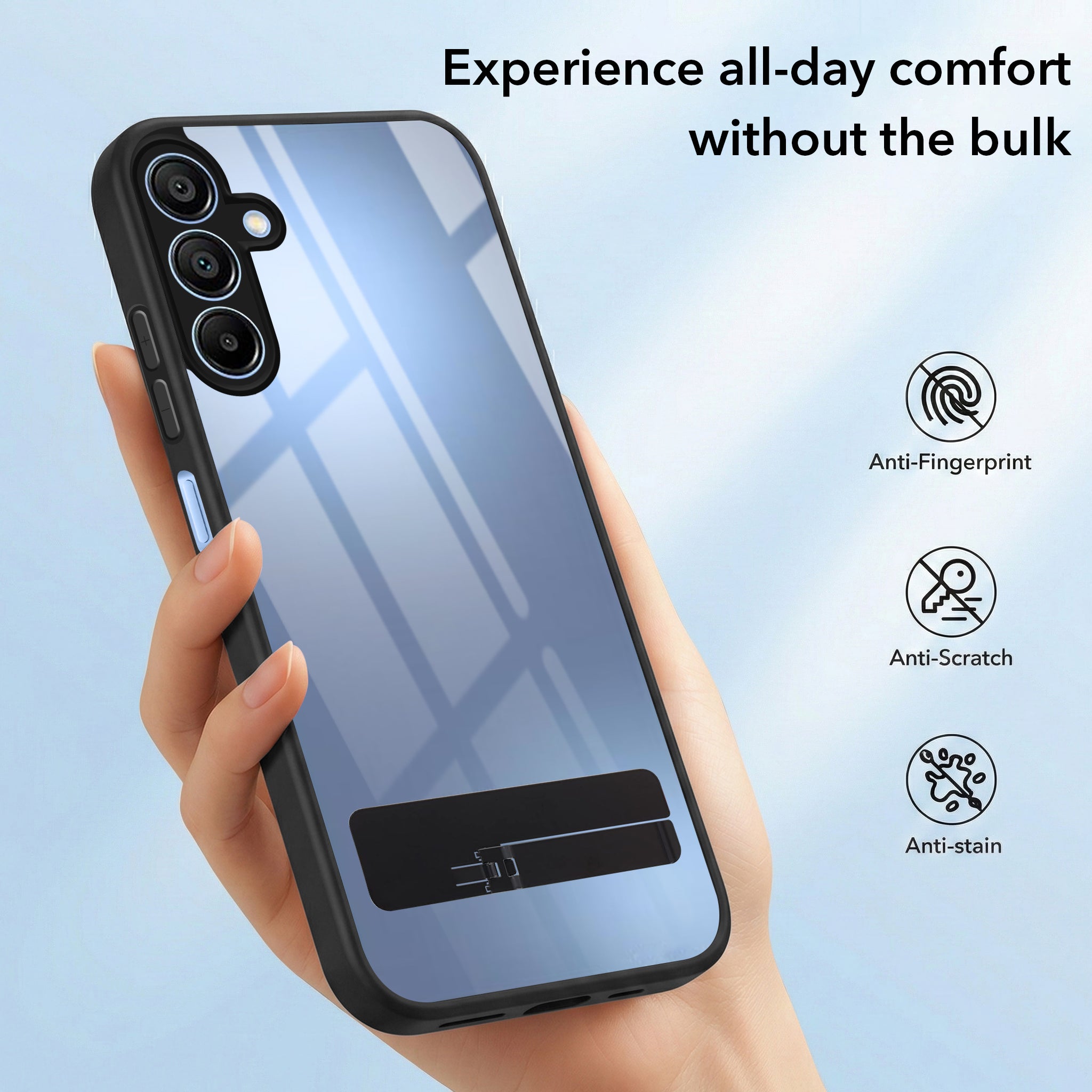 For Samsung Galaxy A15 5G Back Cover Case (Built-in Stand | Lifetime Anti Yellow | Kickstand Shockproof | Camera Protection | MagSafe Compatible)