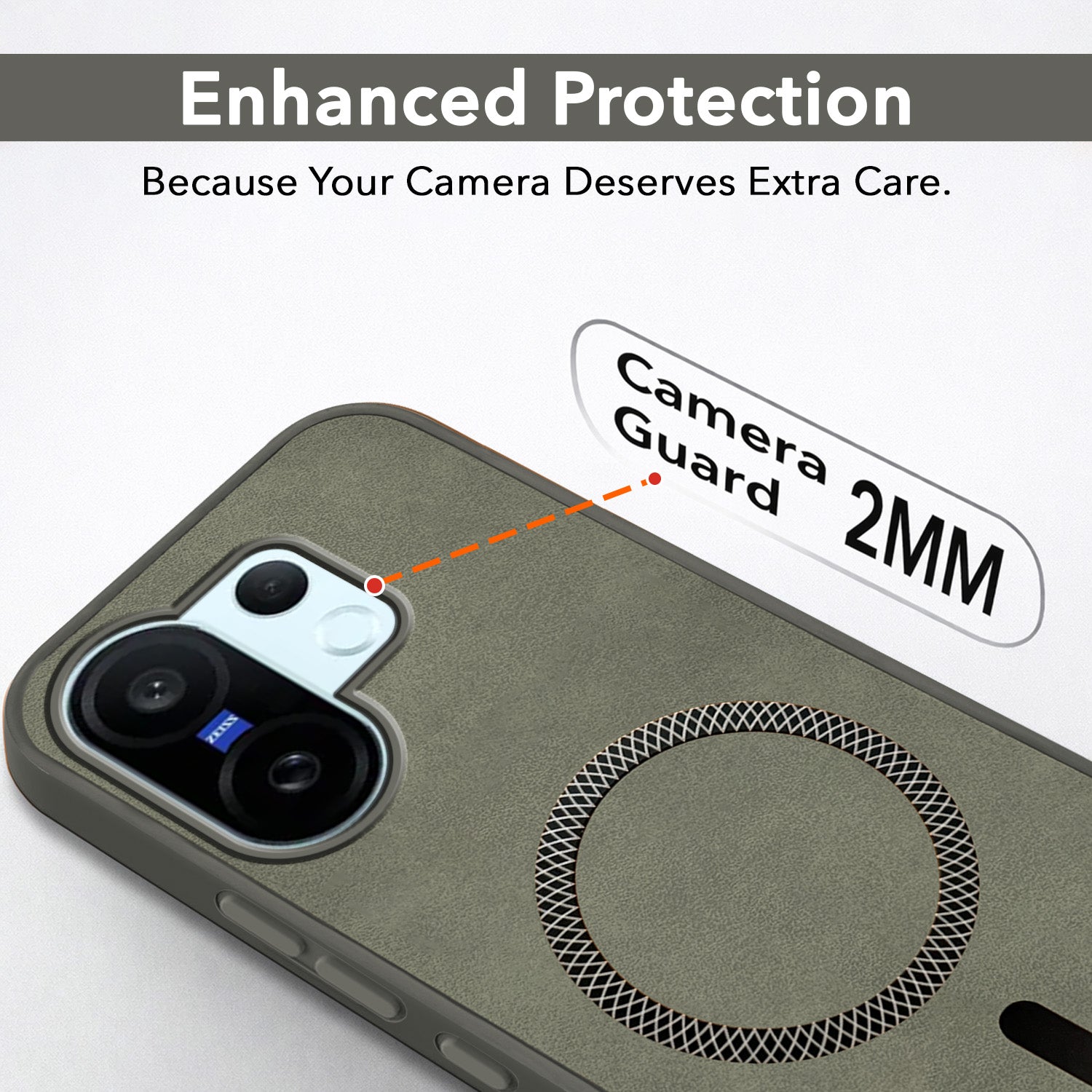 For Vivo X200 FE Back Cover Case Leather Finish (MagSafe Compatible Wireless Charging | Soft Touch | Camera Bump Protection)