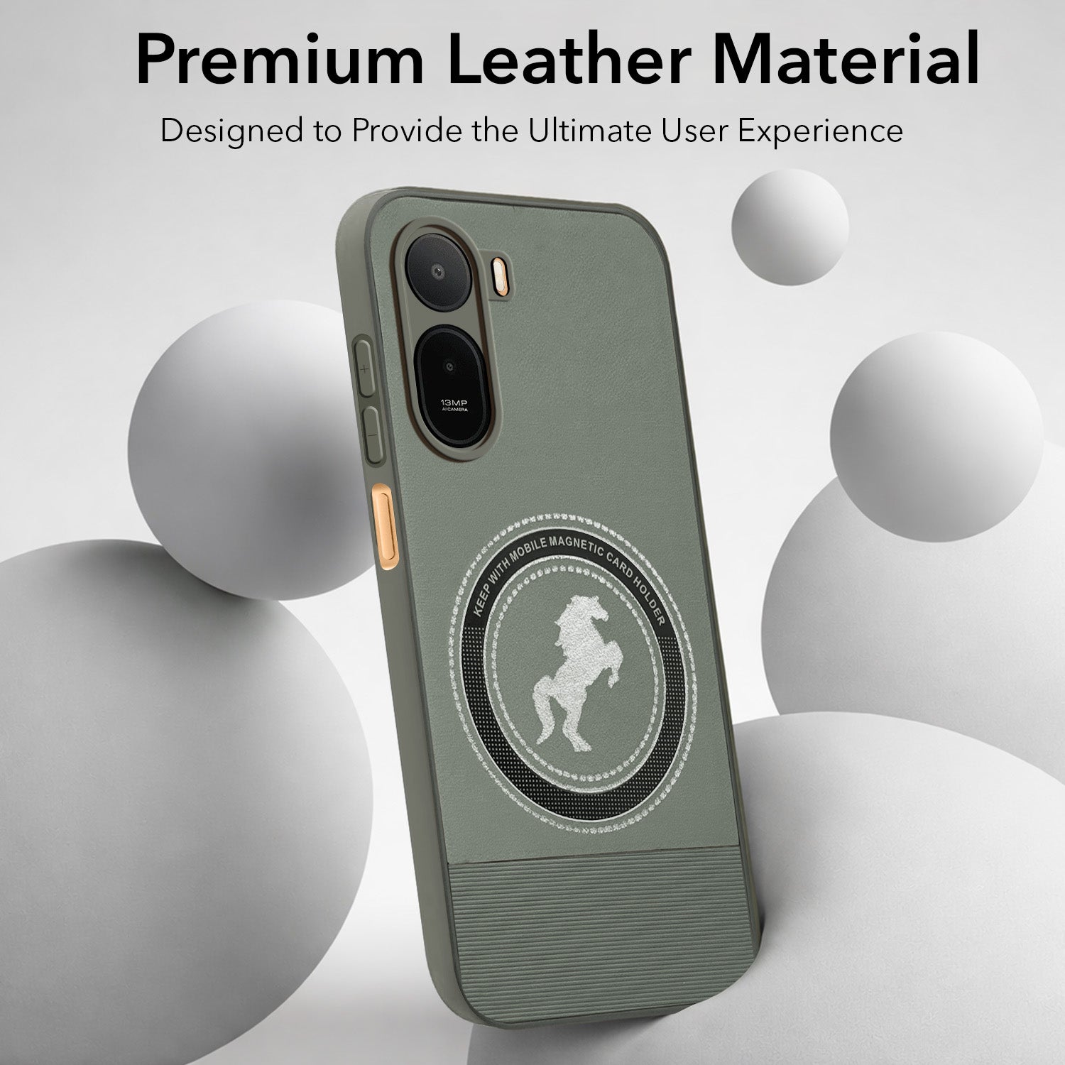 For Redmi A7 Pro (4G|5G)  Back Cover Case PU Leather Finish (Professional Minimalist Texture | MagSafe Compatile | Camera Protection | Sleek Sober Formal)