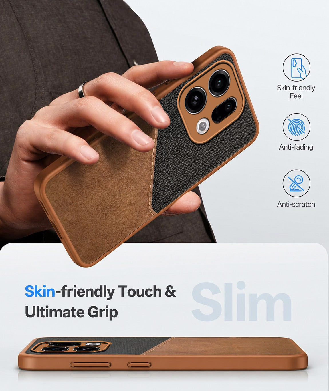 For Oppo Find X9 | Oppo Find X9s Back Cover Case (Dual PU Leather Stitch | Professional Minimalist | Soft and Flexible)