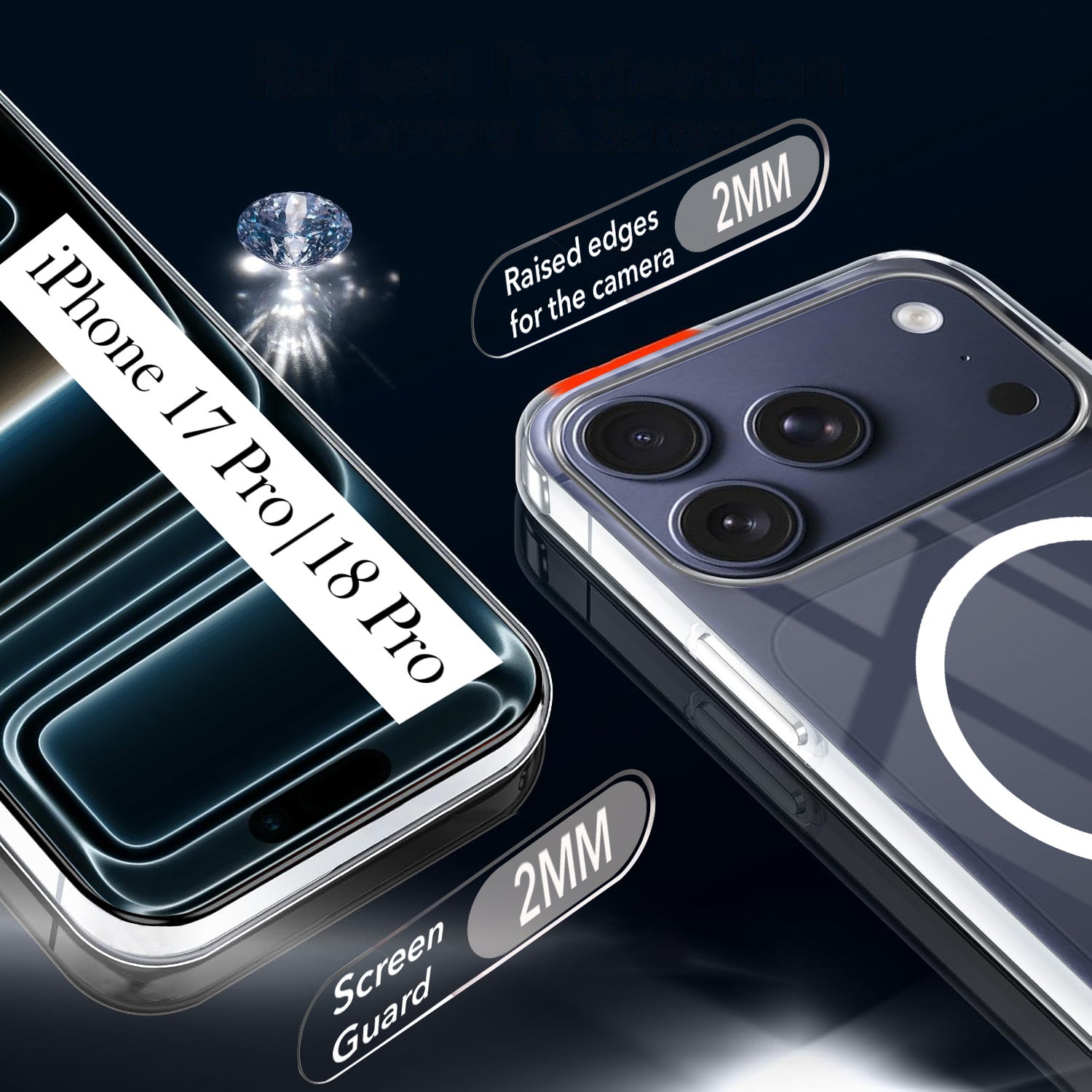 For iPhone 17 Pro | iPhone 18 Pro Back Cover Case Crystal Anti Yellow (MagSafe Wireless Charging Support |Camera Protection Bump)