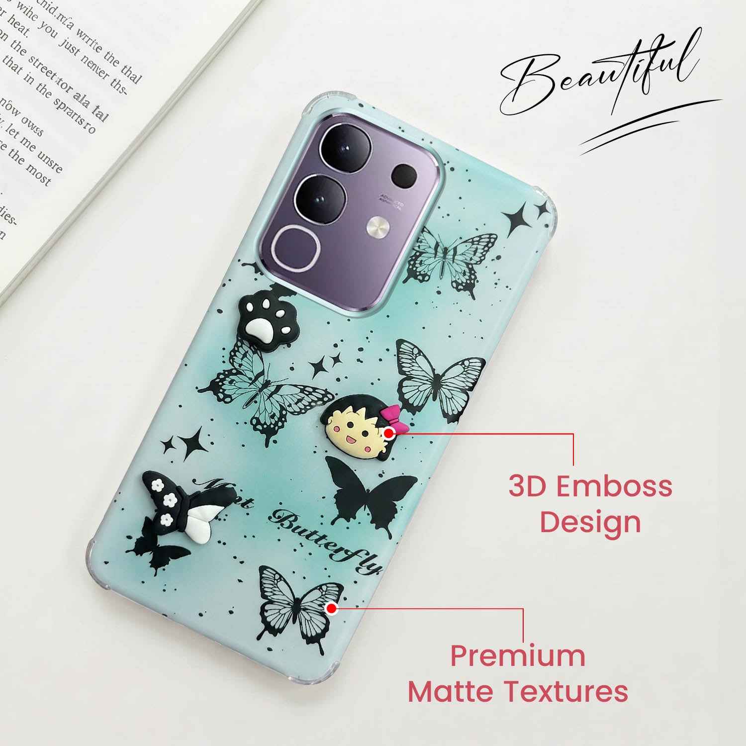 For Vivo T4x | Vivo Y31 Pro Back Cover Case (3D Cute Cartoons | Hard Back Side Soft | Matte Premium Finish | HD Printing)