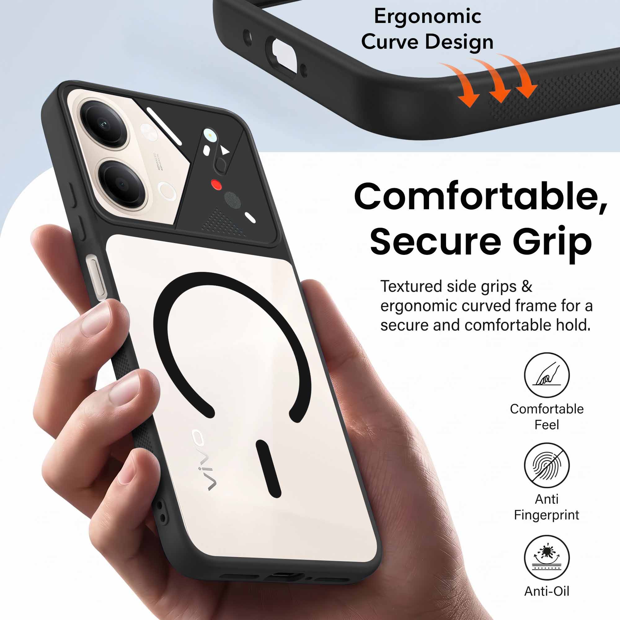 For Vivo Y11 | Vivo Y21 5G Back Cover Case Lifetime Anti-Yellow Clear (Camera Protection | Side Grip | Wireless MagSafe Compatible)