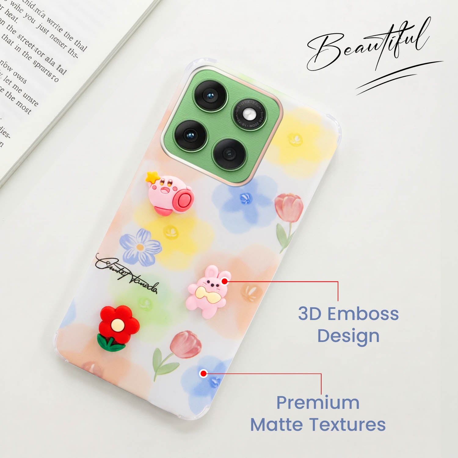 For Motorola Moto Edge 60 Back Cover Case (3D Cute Cartoons | Hard Back Side Soft | Matte Premium Finish | HD Printing)