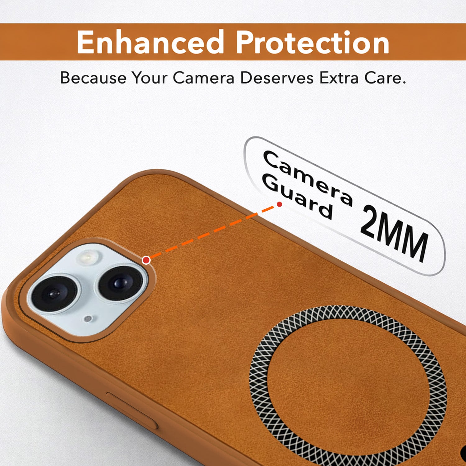 For Apple iPhone 13 Back Cover Case (Sleek Leather Finish | MagSafe Compatible Wireless Charging | Camera Bump Protection)