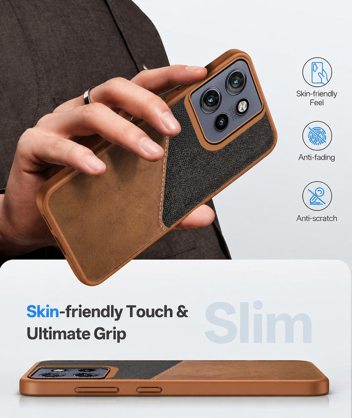For Motorola Moto Edge 50 Neo Back Cover Case (Dual PU Leather Stitch | Professional Minimalist | Soft and Flexible)