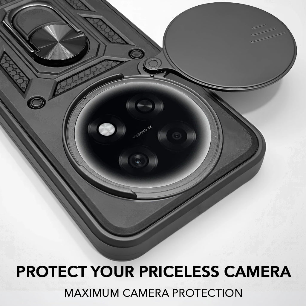 For Oppo F31 Pro Plus Hybrid Armor Back Cover Case (Sliding Shutter Camera Protection | Polycarbonate |Ring Holder Kickstand)