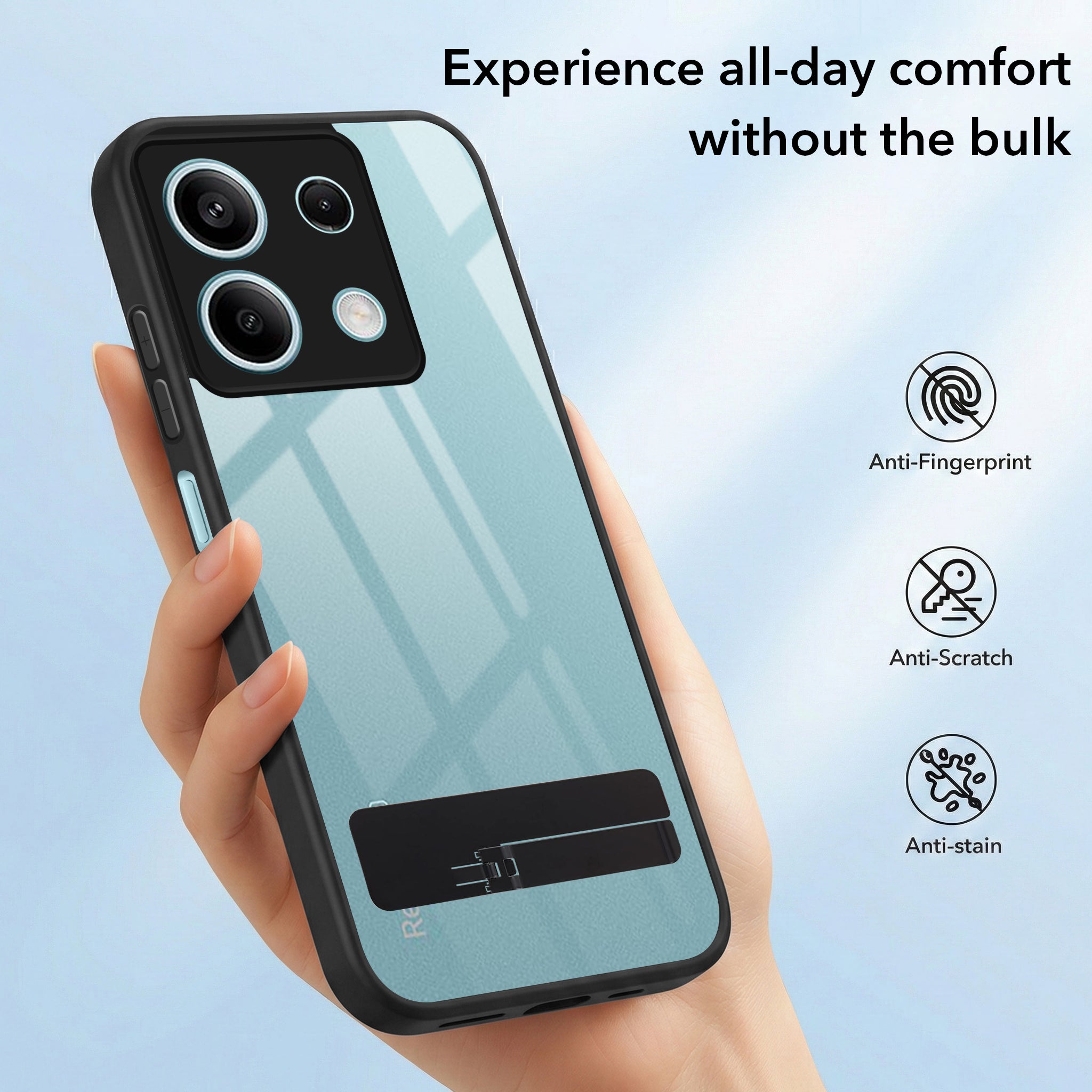 For Xiaomi Redmi Note 13 5G Back Cover Case (Built-in Stand | Lifetime Anti Yellow | Kickstand Shockproof | Camera Protection | MagSafe Compatible)