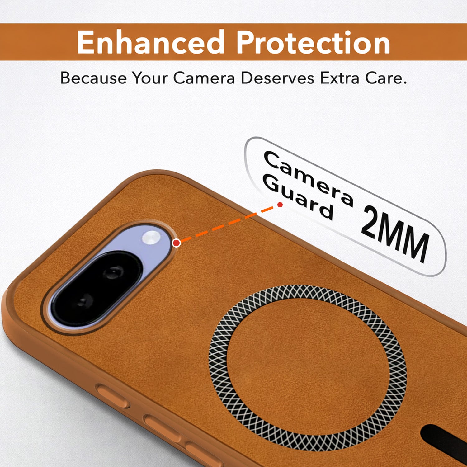 For Google Pixel 9A Back Cover Case Leather Finish (MagSafe Compatible Wireless Charging | Soft Touch | Camera Bump Protection)
