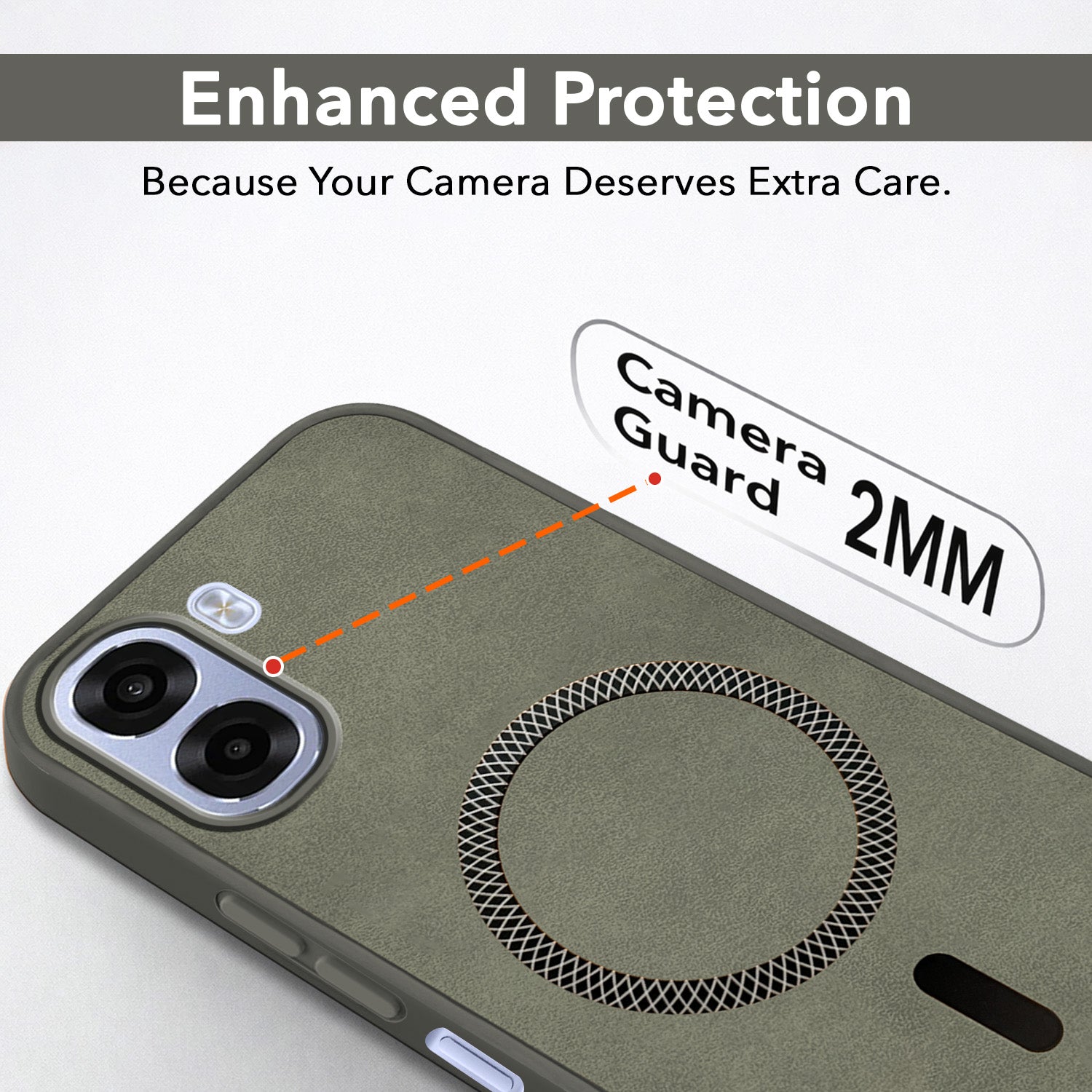 For Oppo K14x 5G Back Cover Case Leather Finish (MagSafe Compatible Wireless Charging | Soft Touch | Camera Bump Protection)